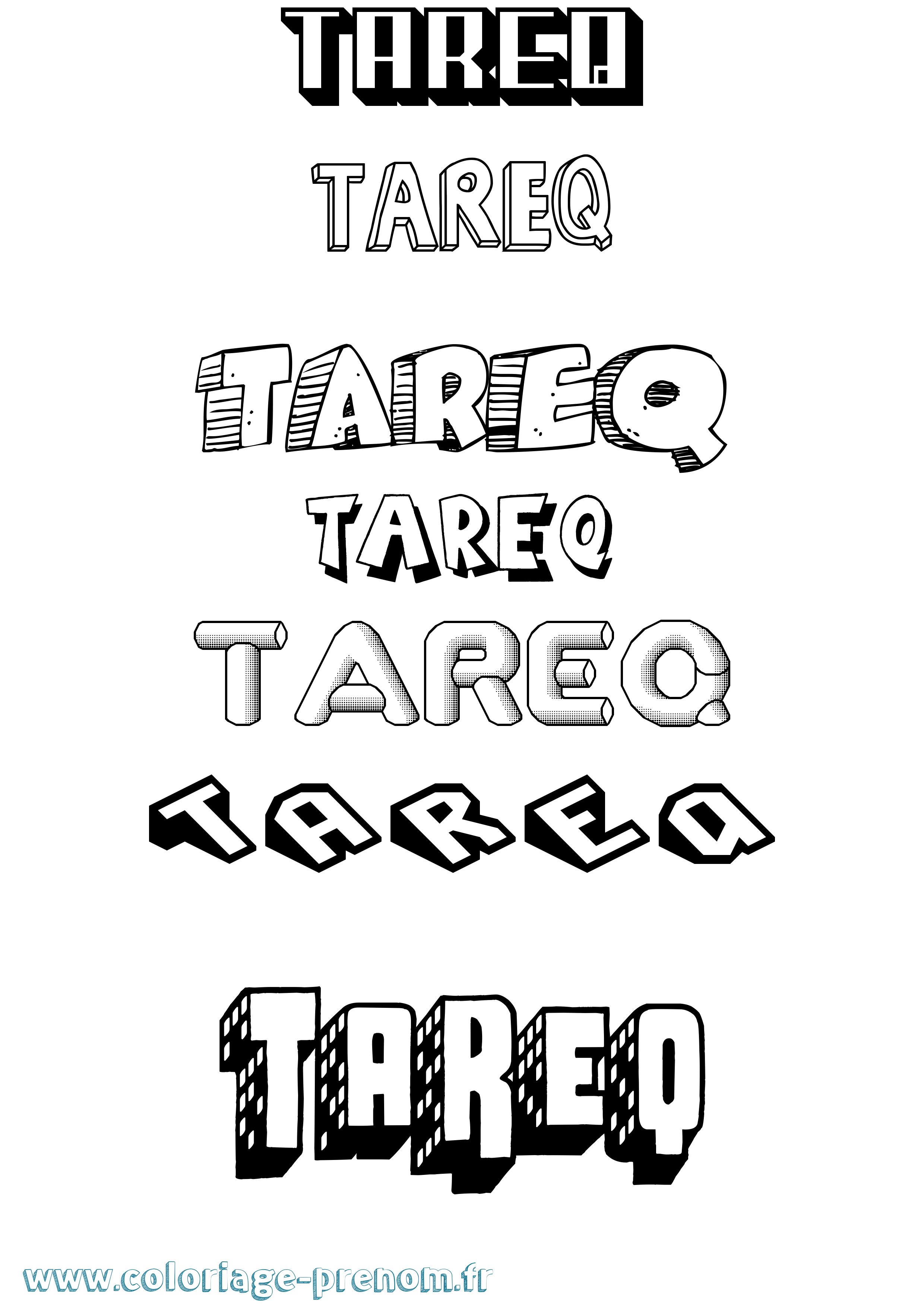 Coloriage prénom Tareq Effet 3D