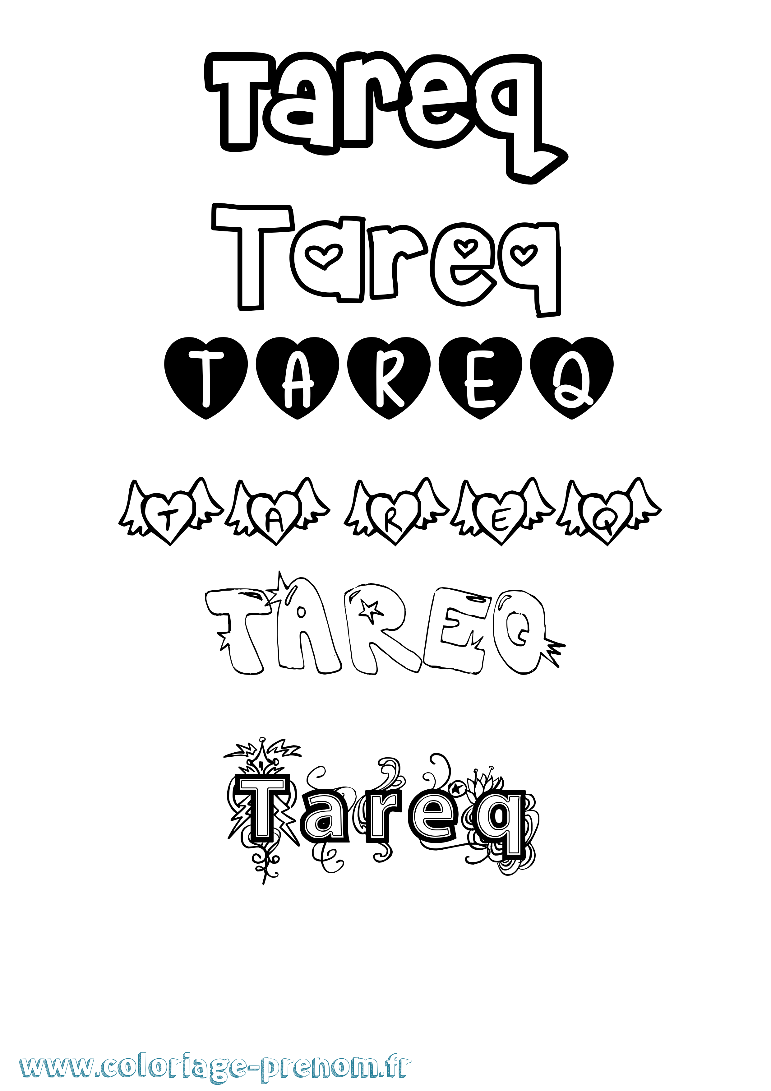 Coloriage Tareq Girly Coloriage prénom Tareq Girly