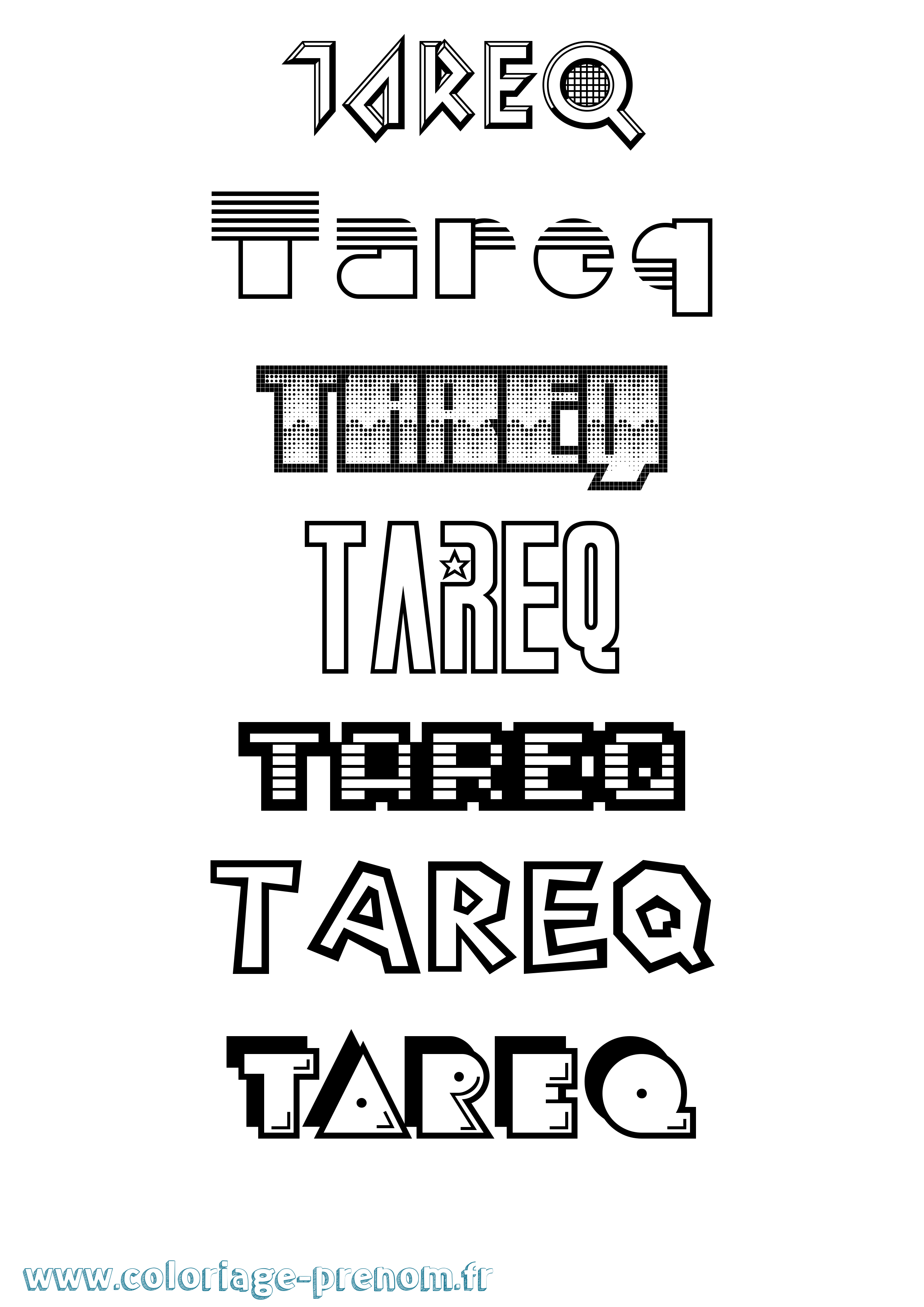 Coloriage prénom Tareq Jeux Vidéos