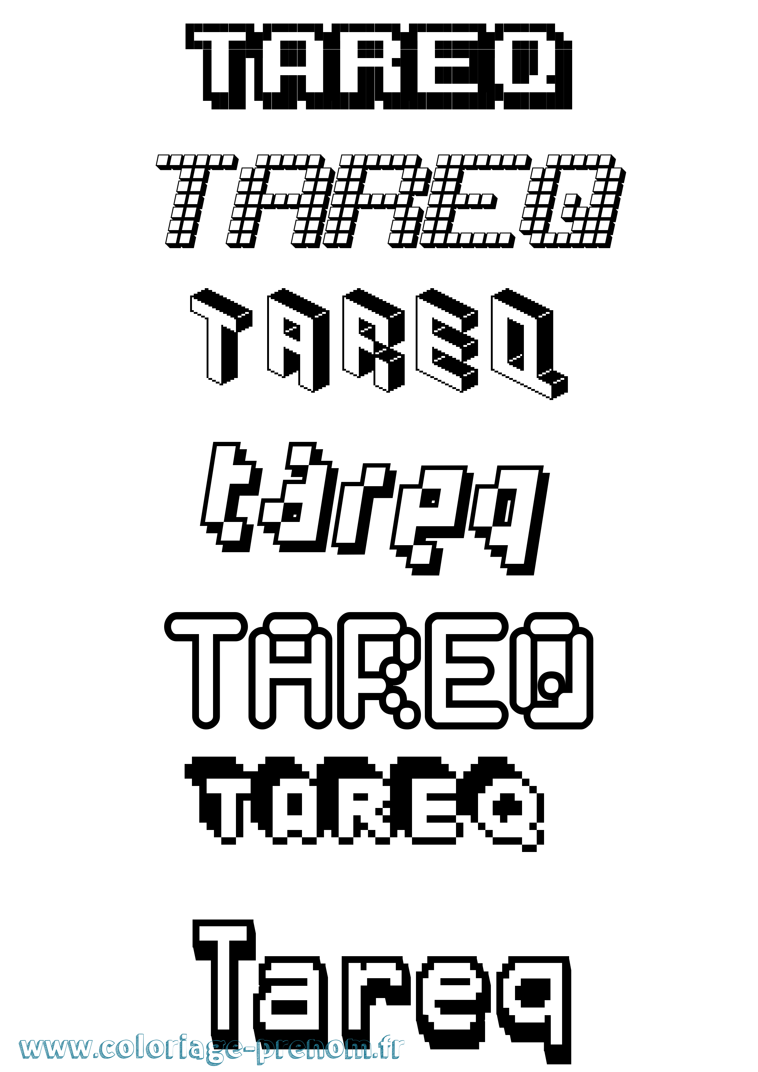 Coloriage Tareq Pixel Coloriage prénom Tareq Pixel