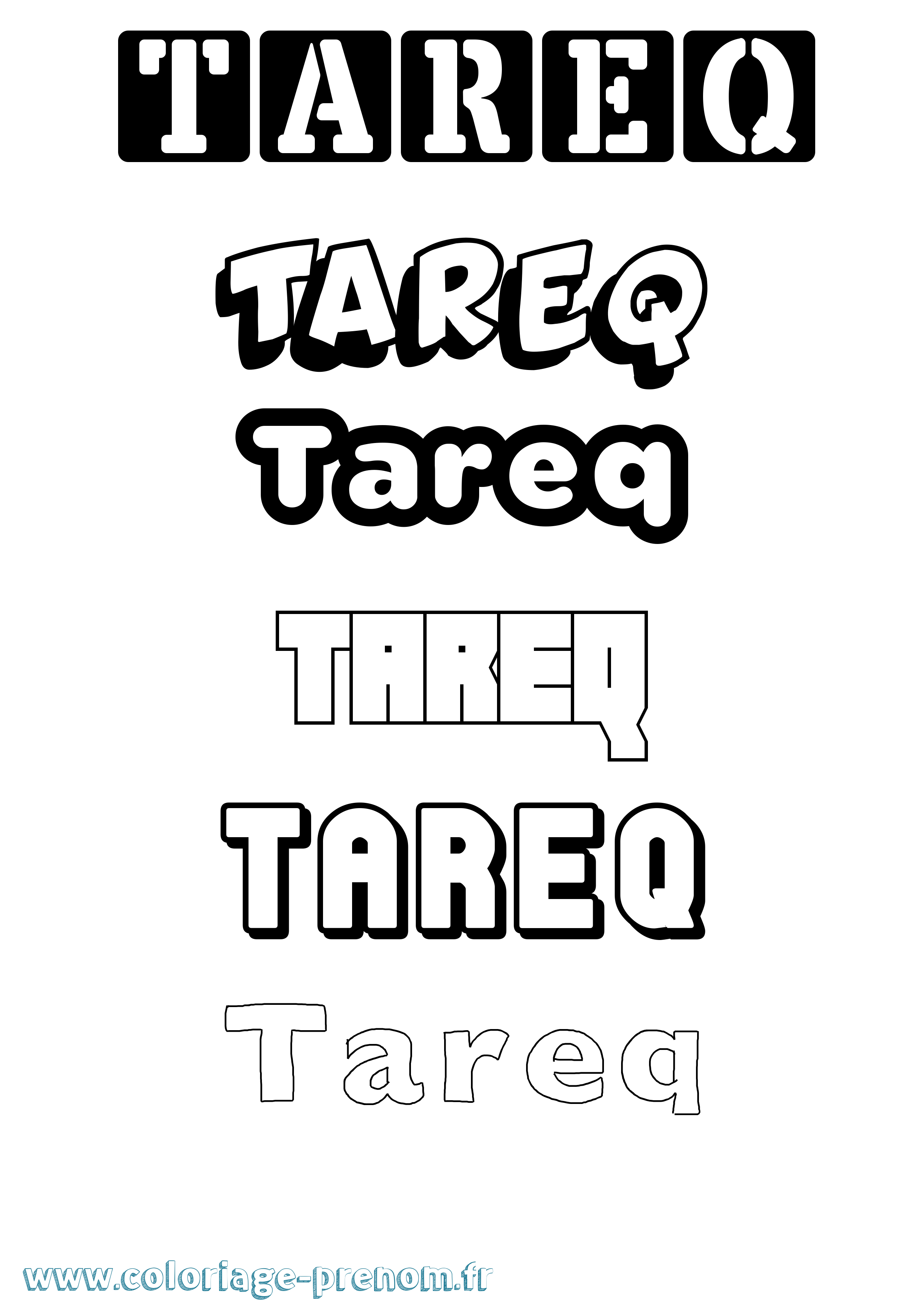 Coloriage prénom Tareq Simple
