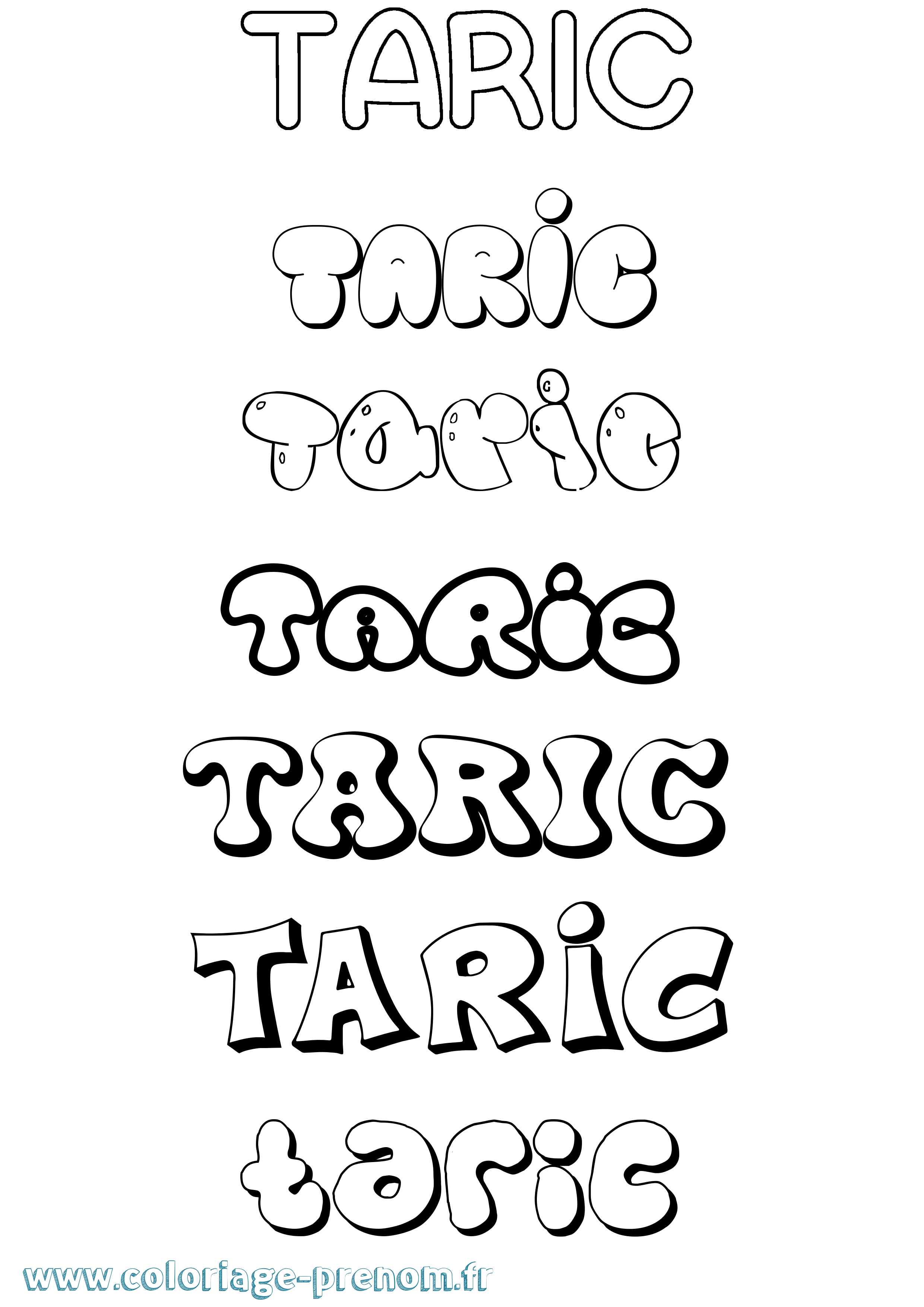 Coloriage prénom Taric Bubble