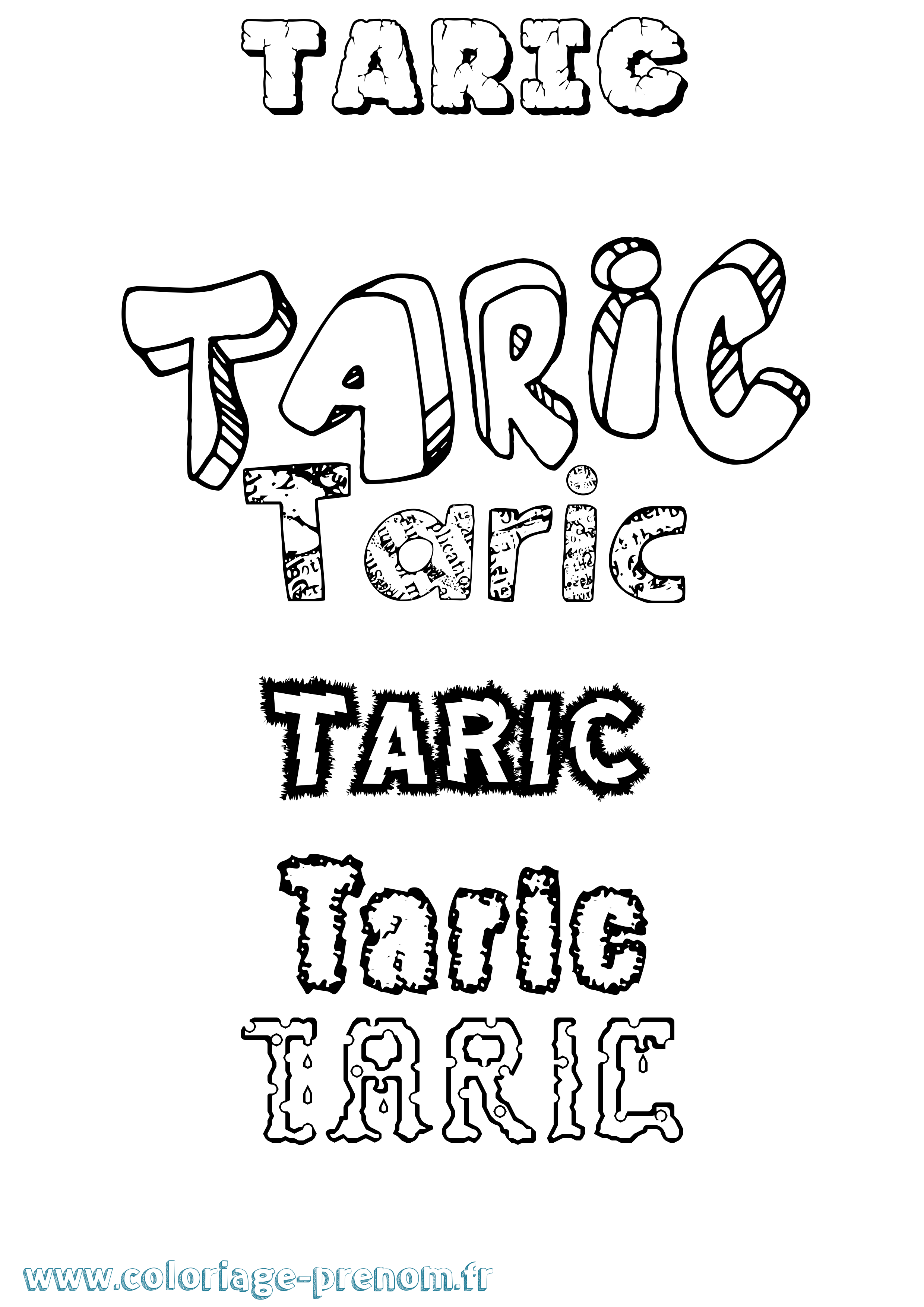Coloriage prénom Taric Destructuré