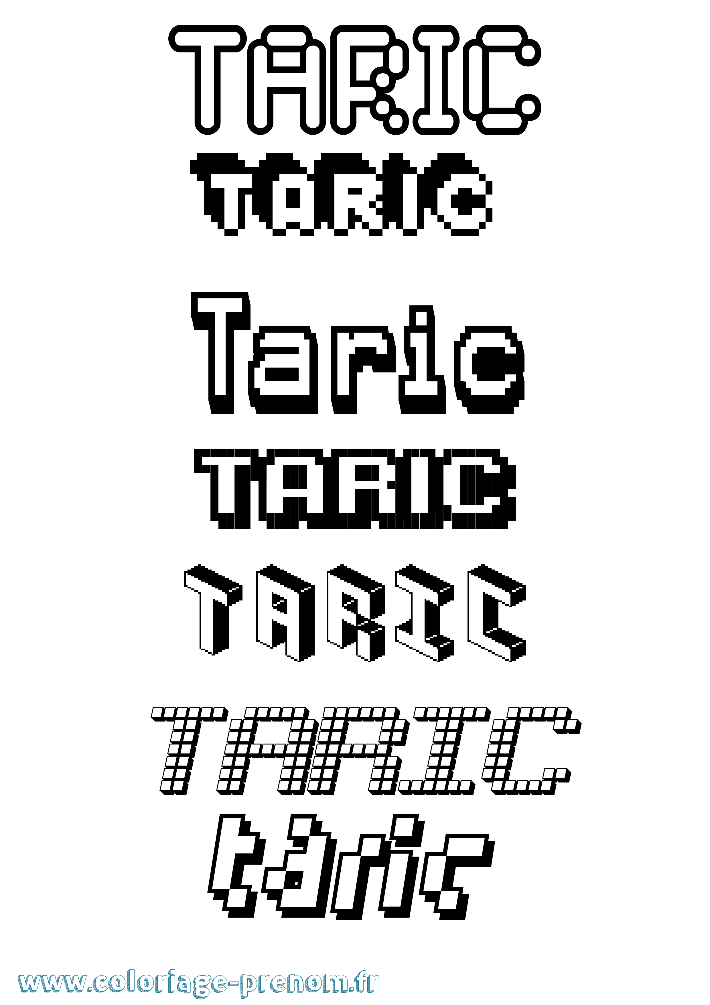 Coloriage prénom Taric Pixel