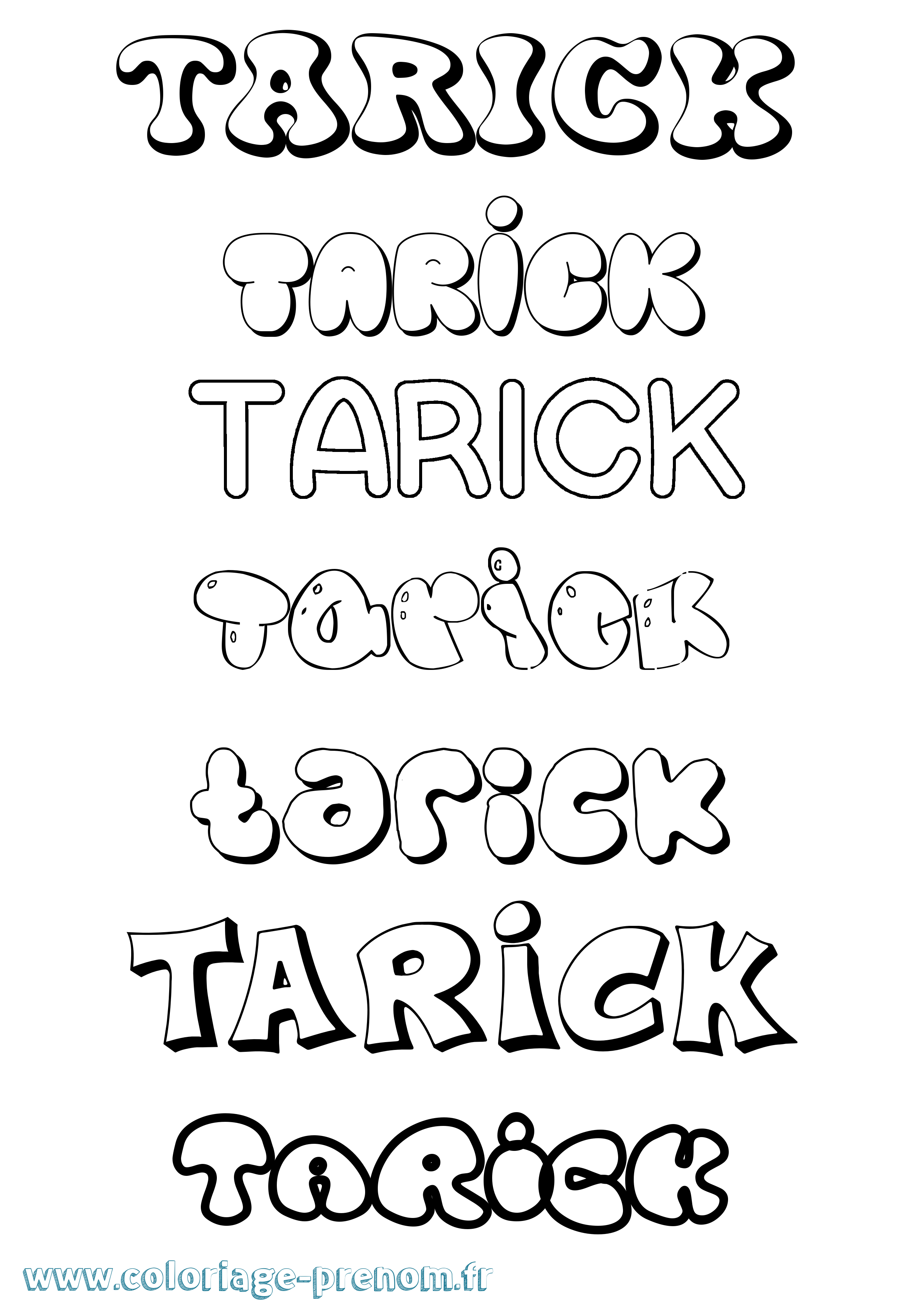 Coloriage prénom Tarick Bubble