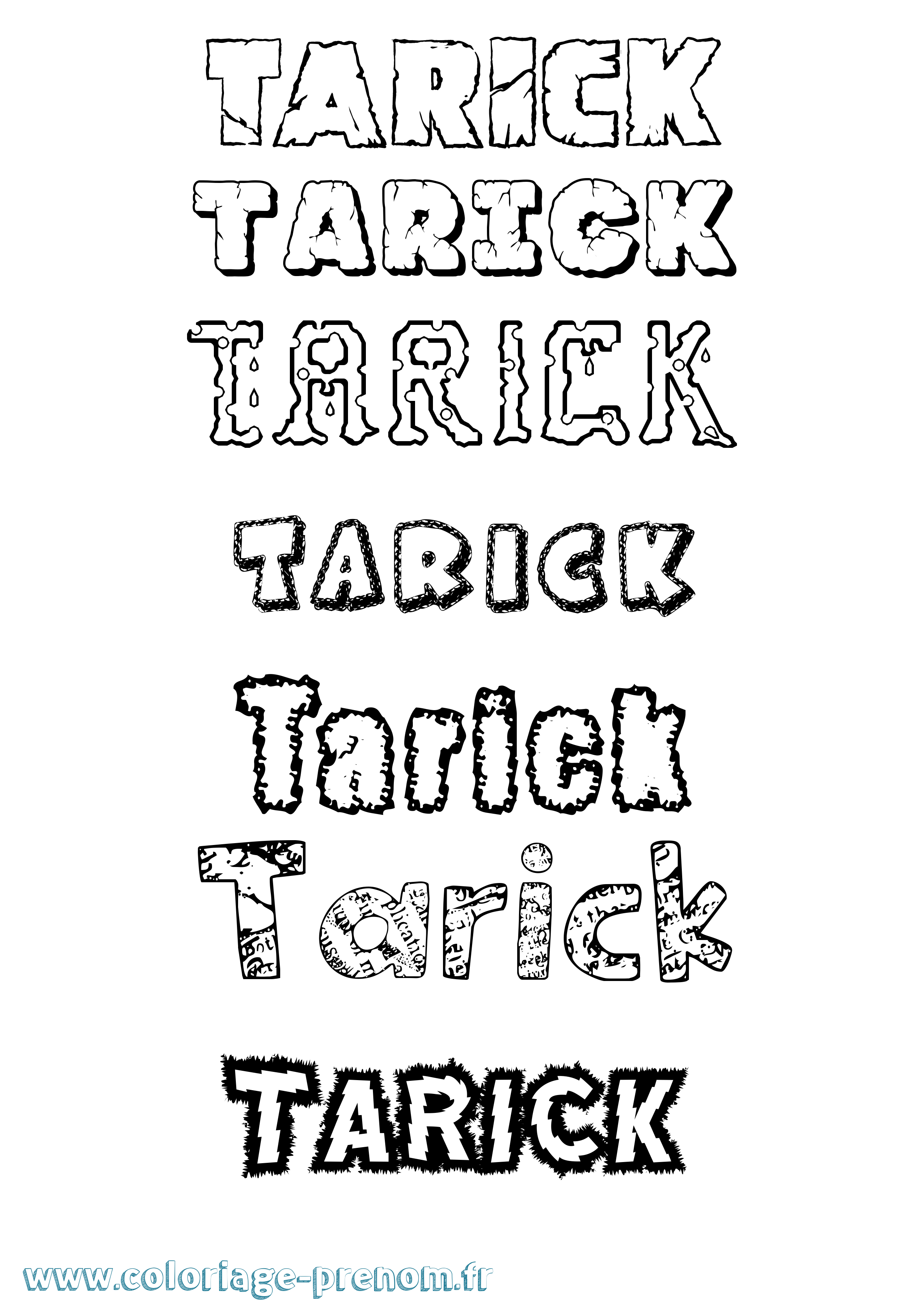 Coloriage prénom Tarick Destructuré
