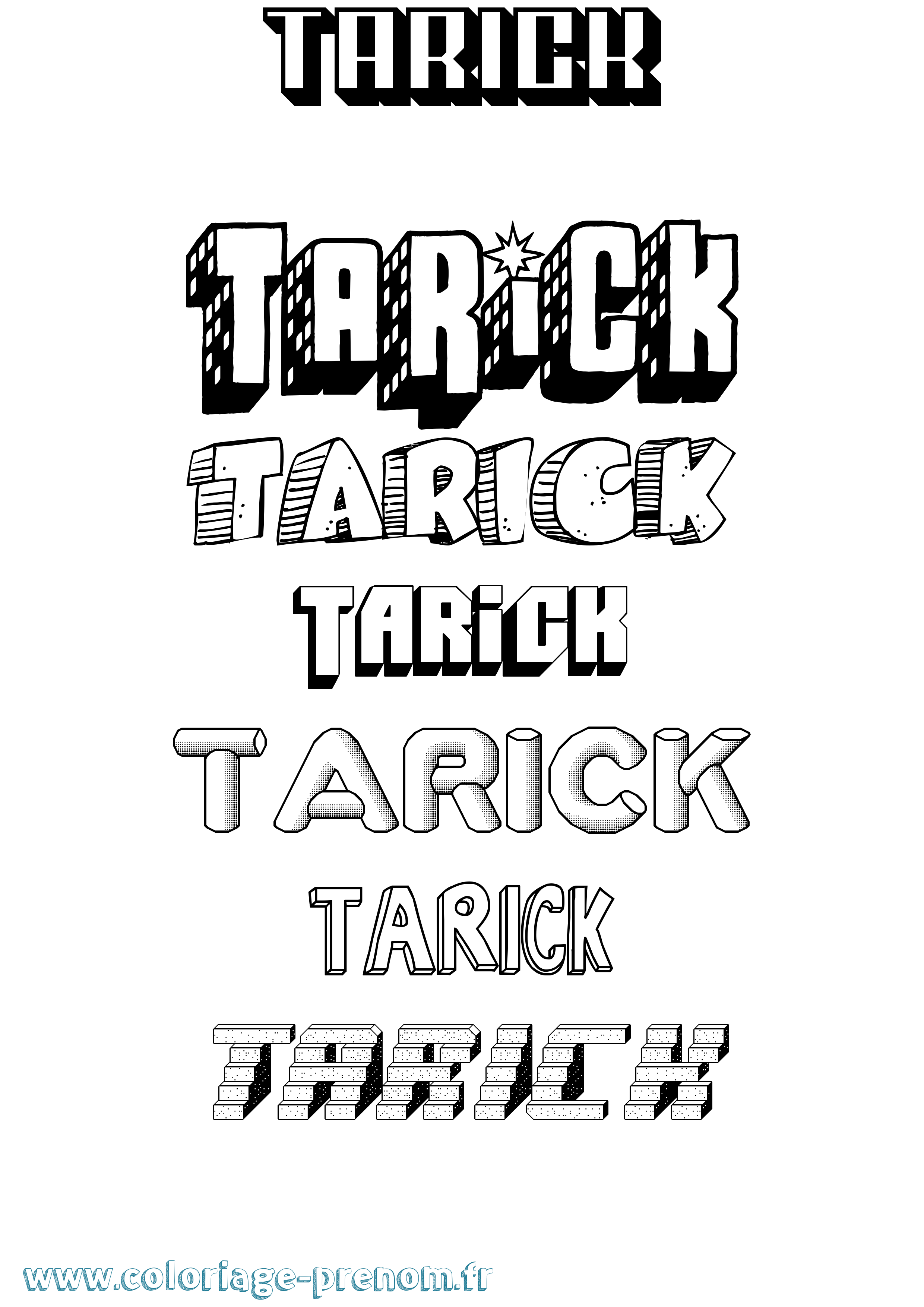 Coloriage prénom Tarick Effet 3D
