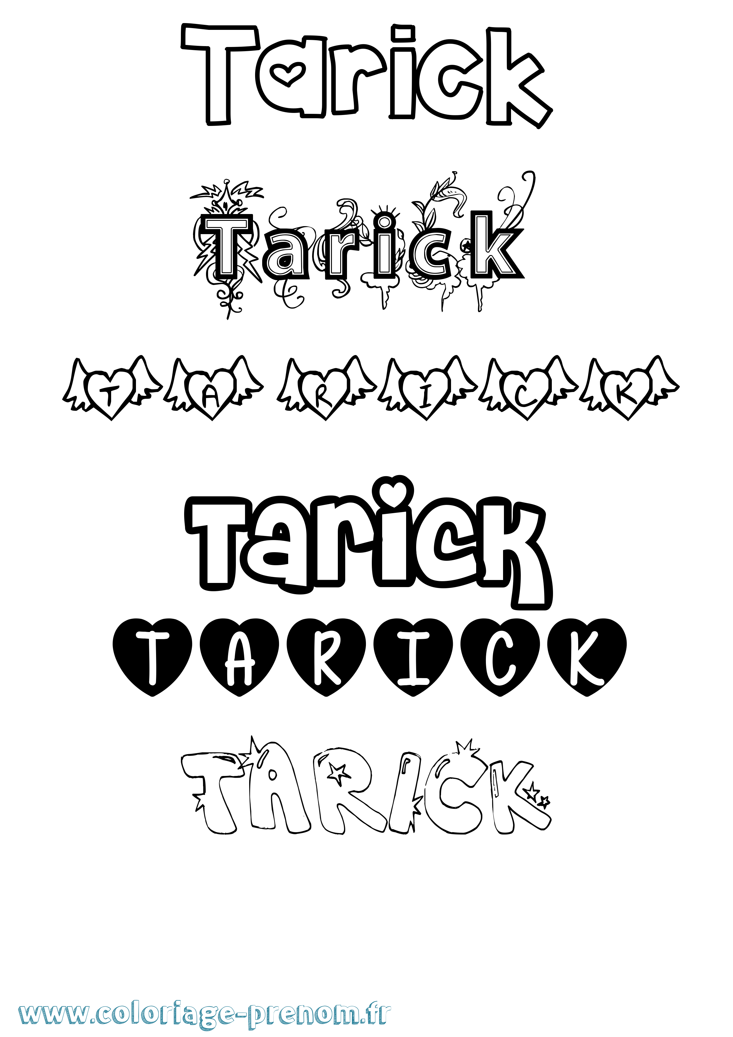 Coloriage prénom Tarick Girly