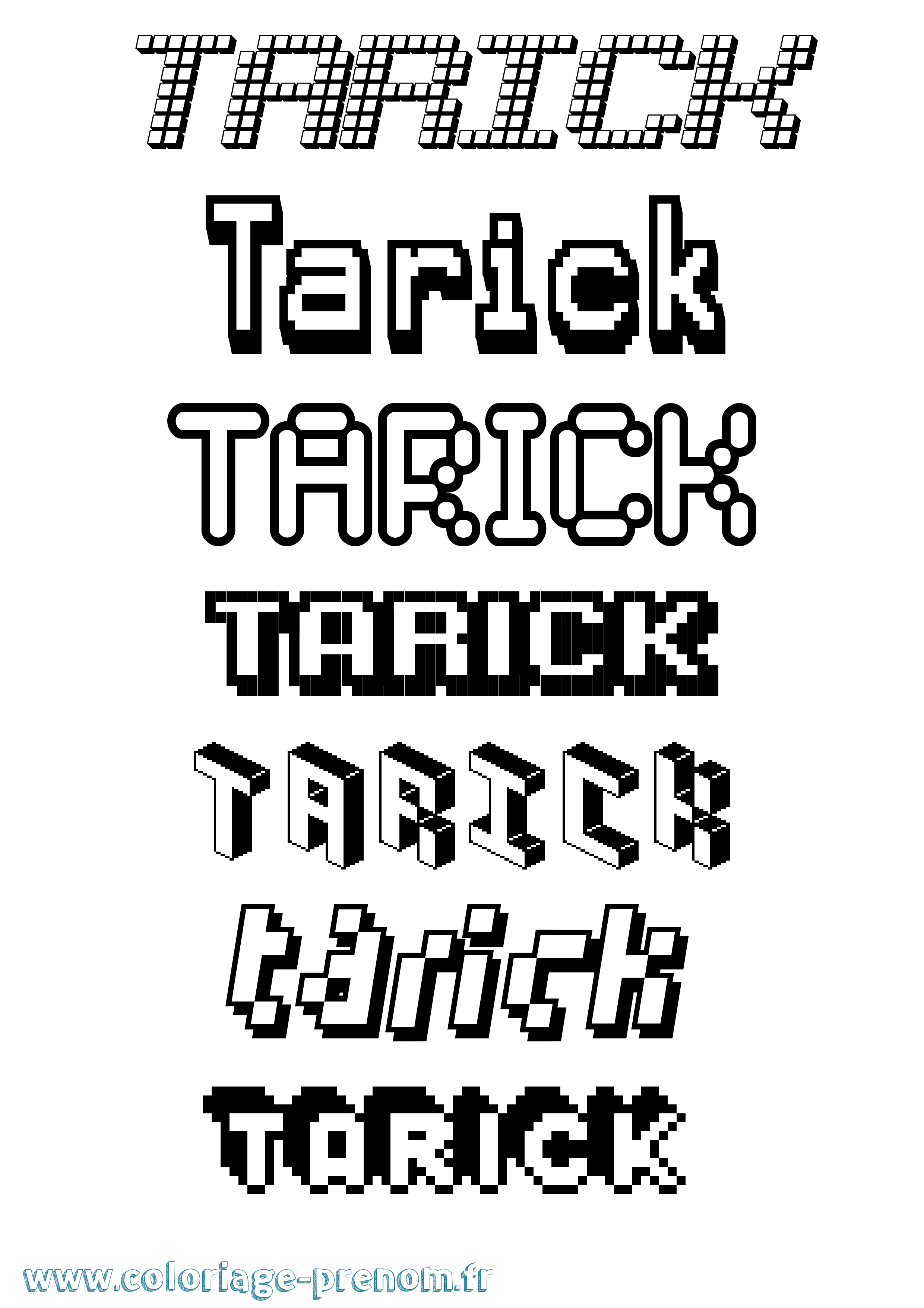 Coloriage prénom Tarick Pixel