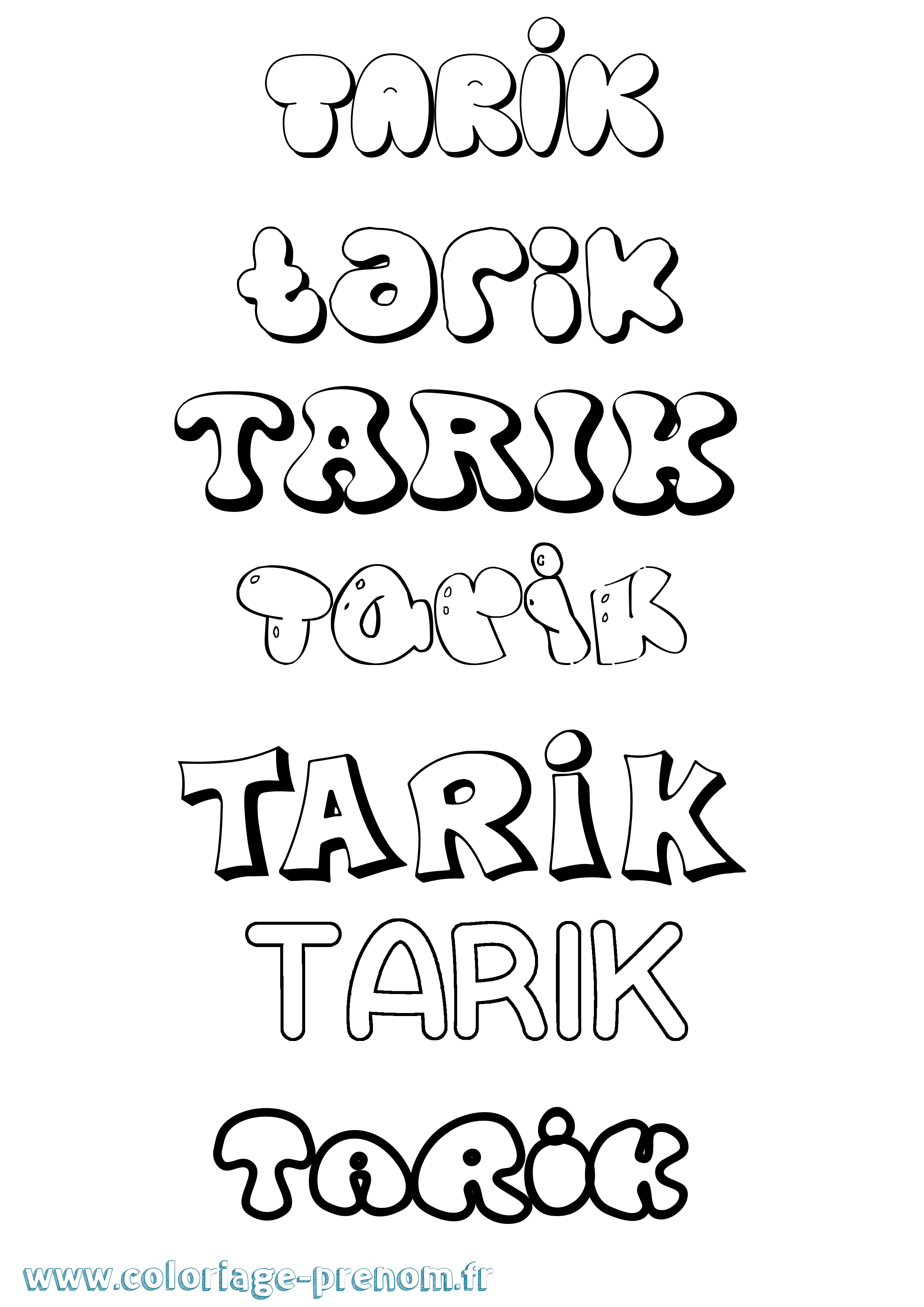 Coloriage prénom Tarik Bubble