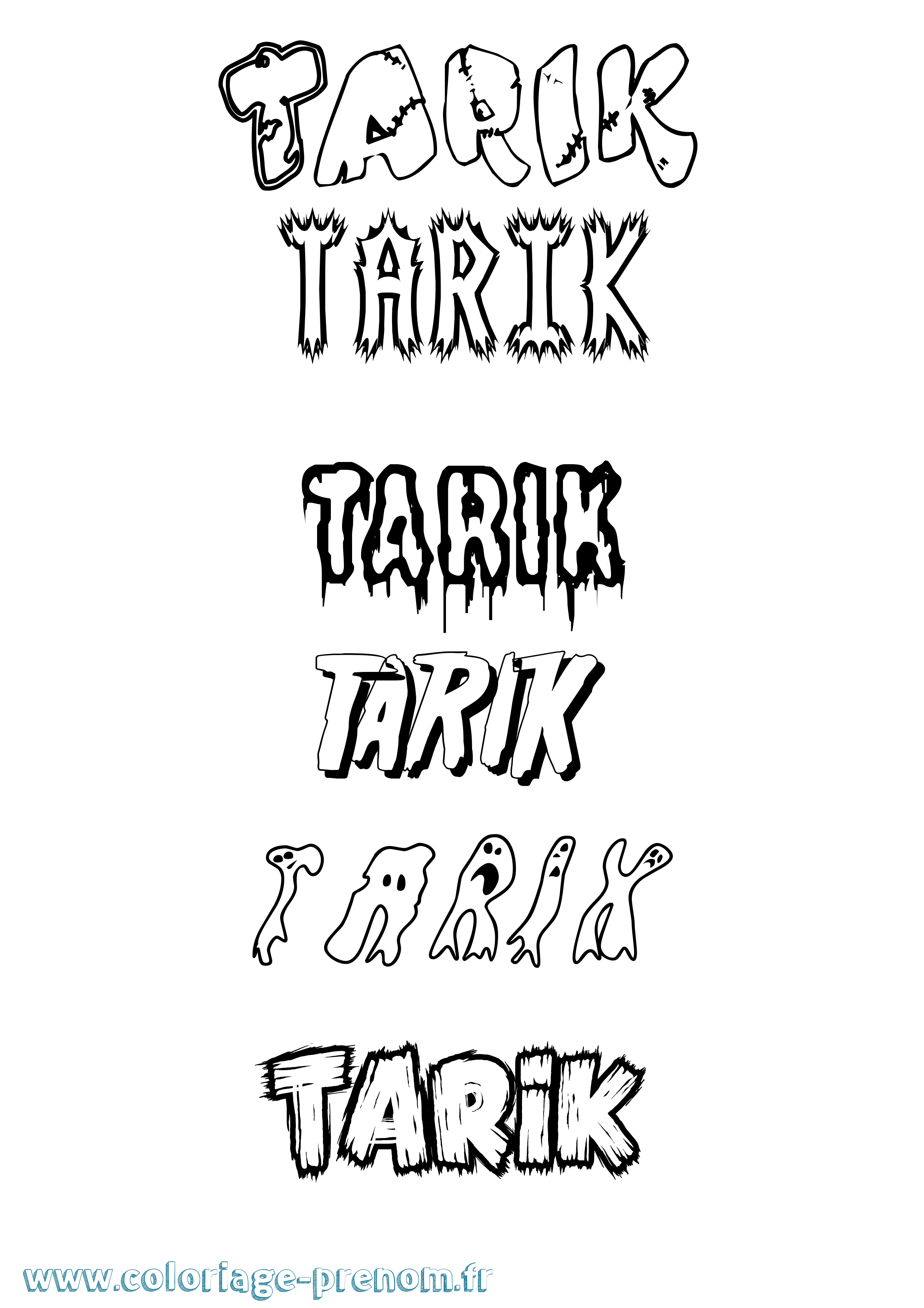 Coloriage prénom Tarik Frisson