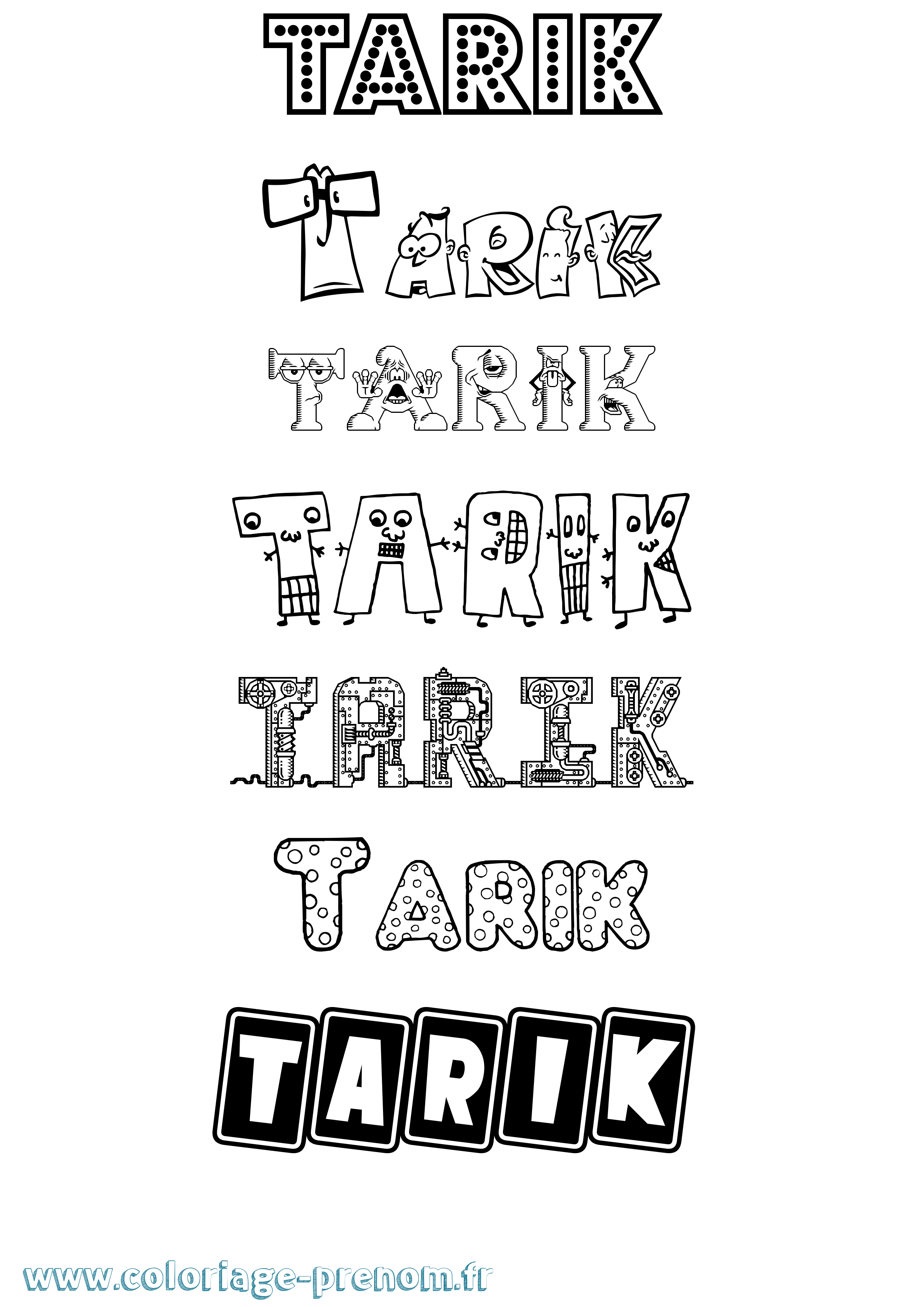 Coloriage prénom Tarik Fun