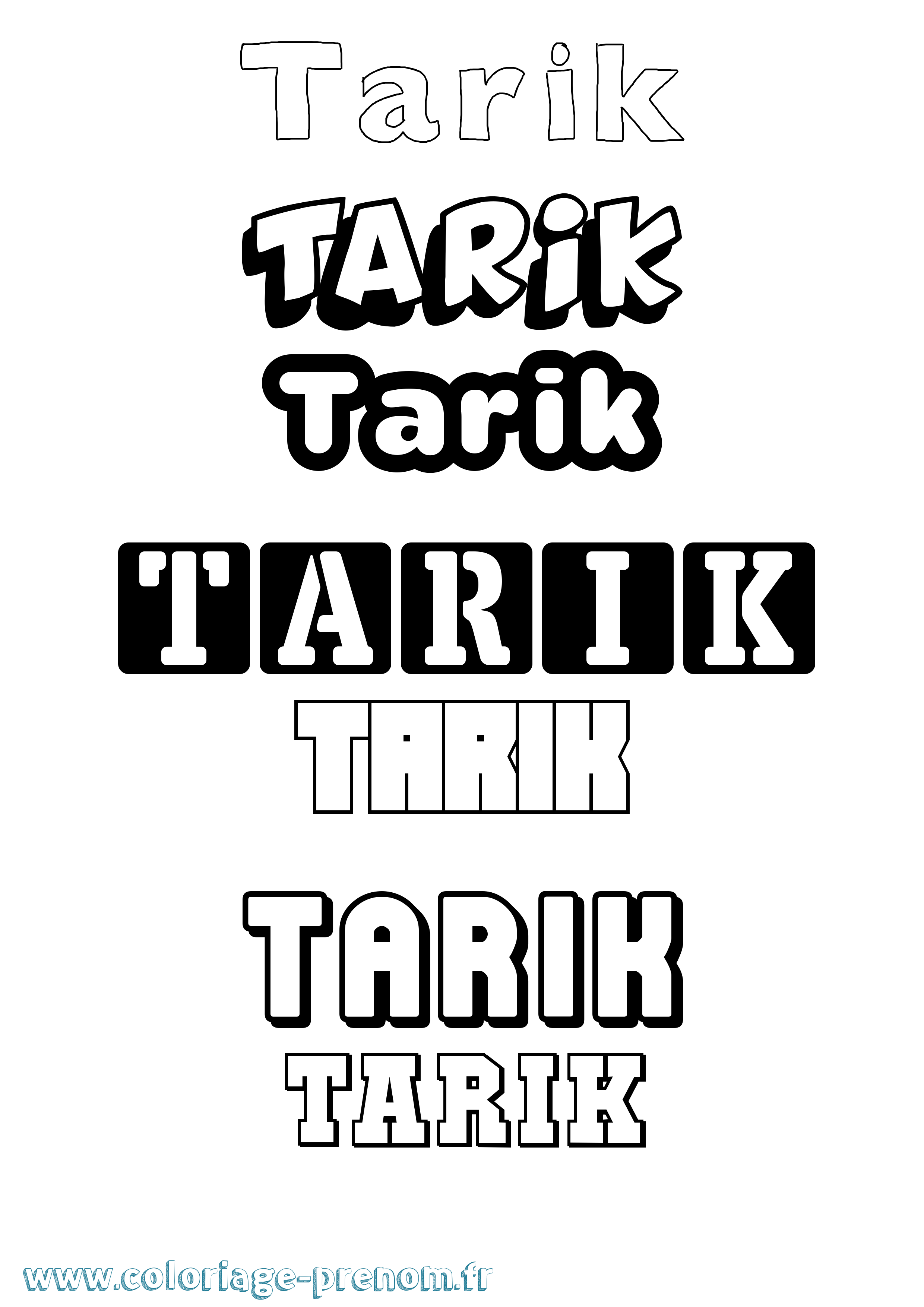 Coloriage prénom Tarik Simple