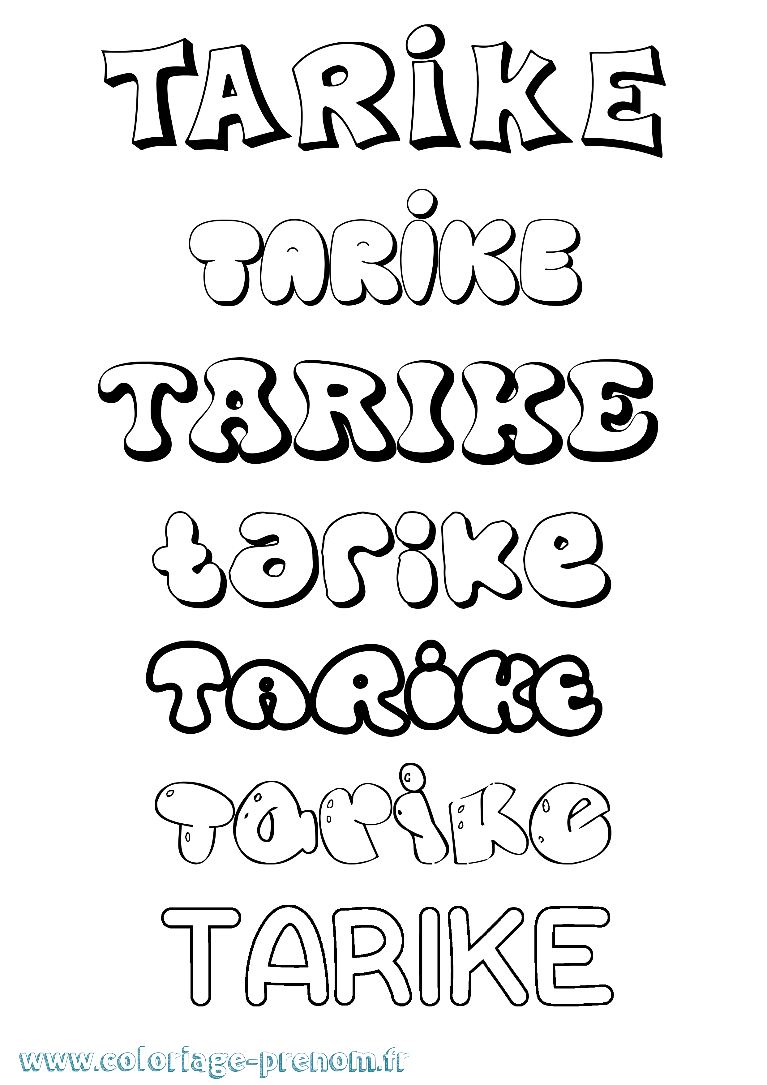 Coloriage prénom Tarike Bubble