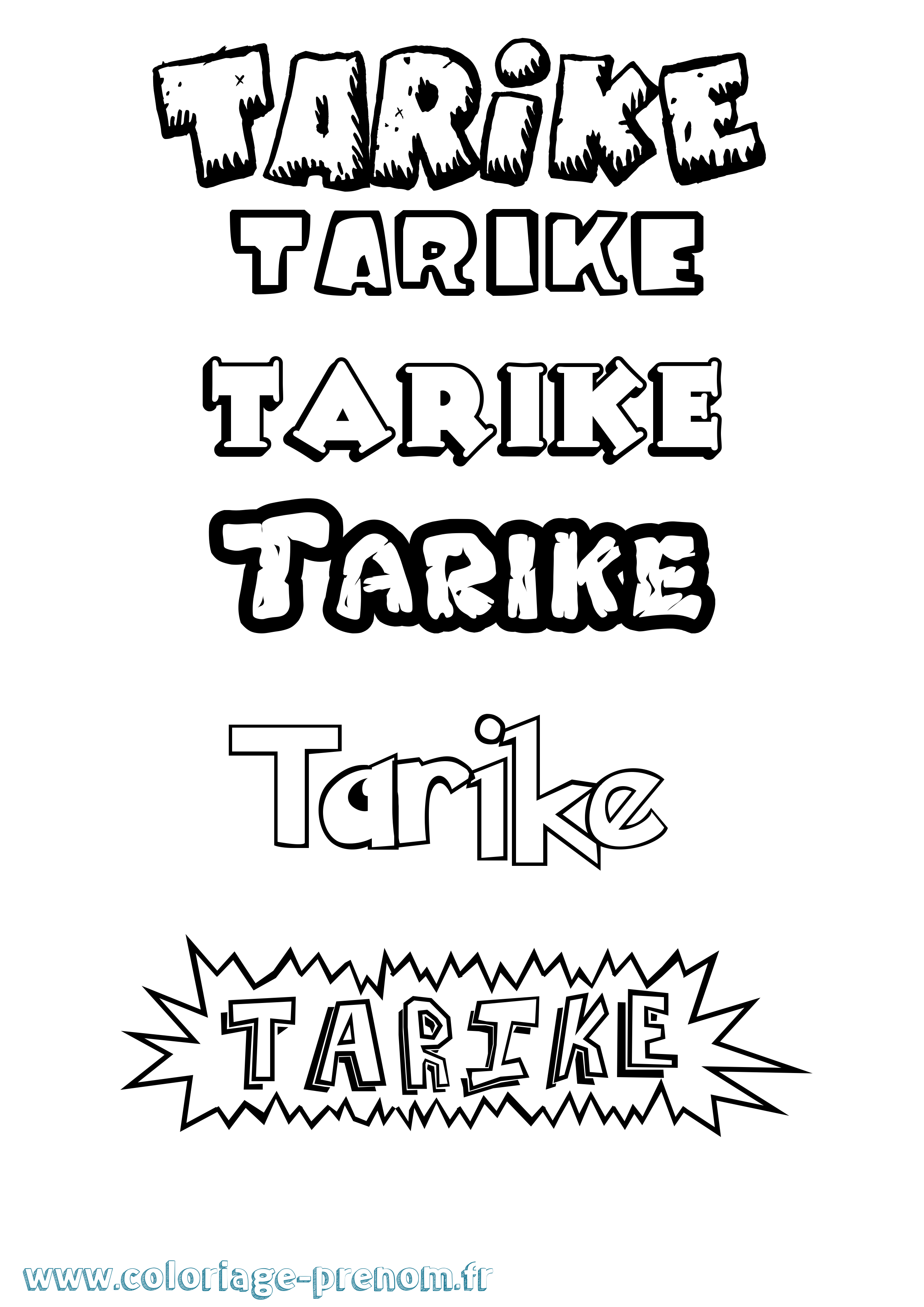 Coloriage prénom Tarike Dessin Animé