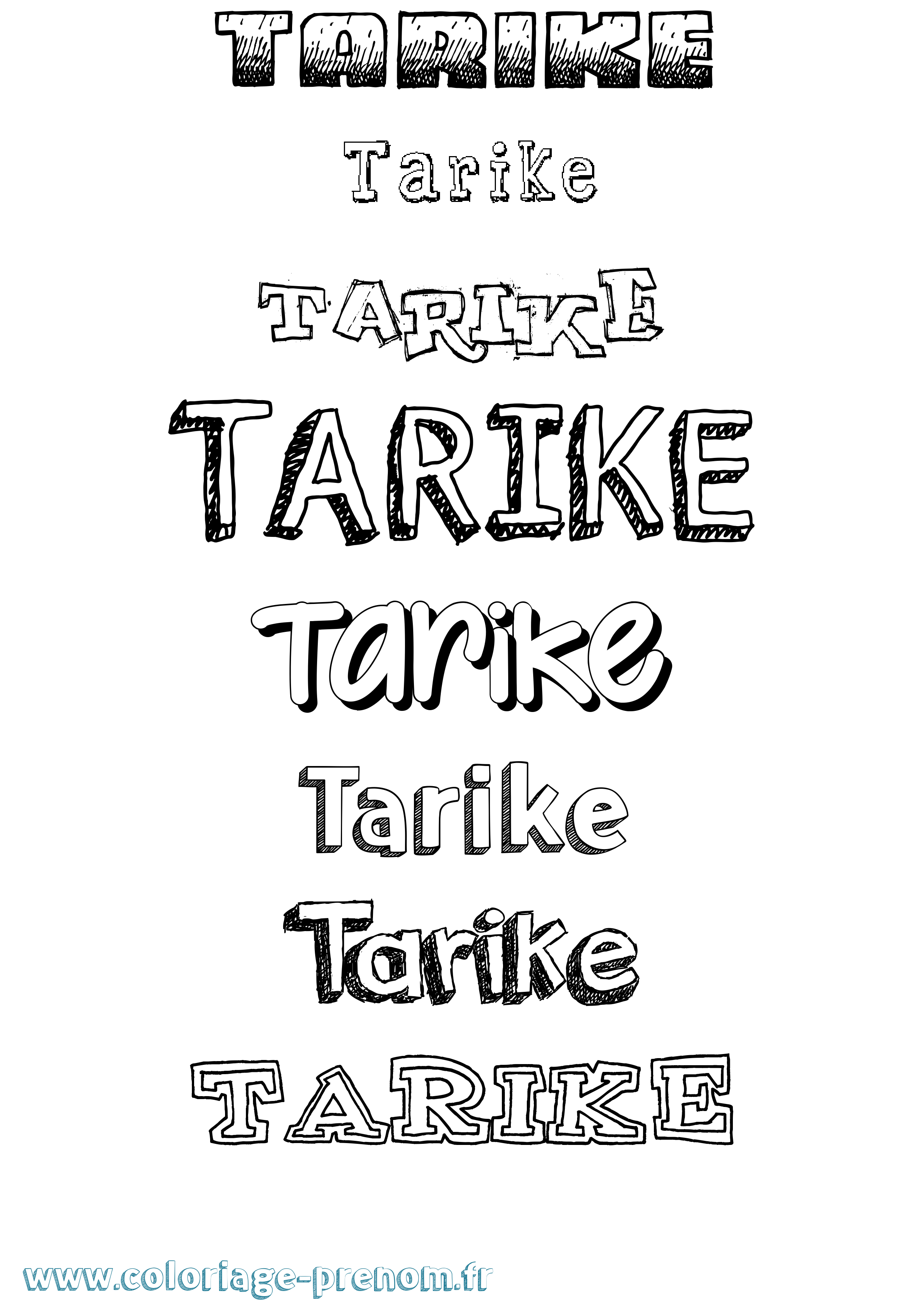 Coloriage prénom Tarike Dessiné