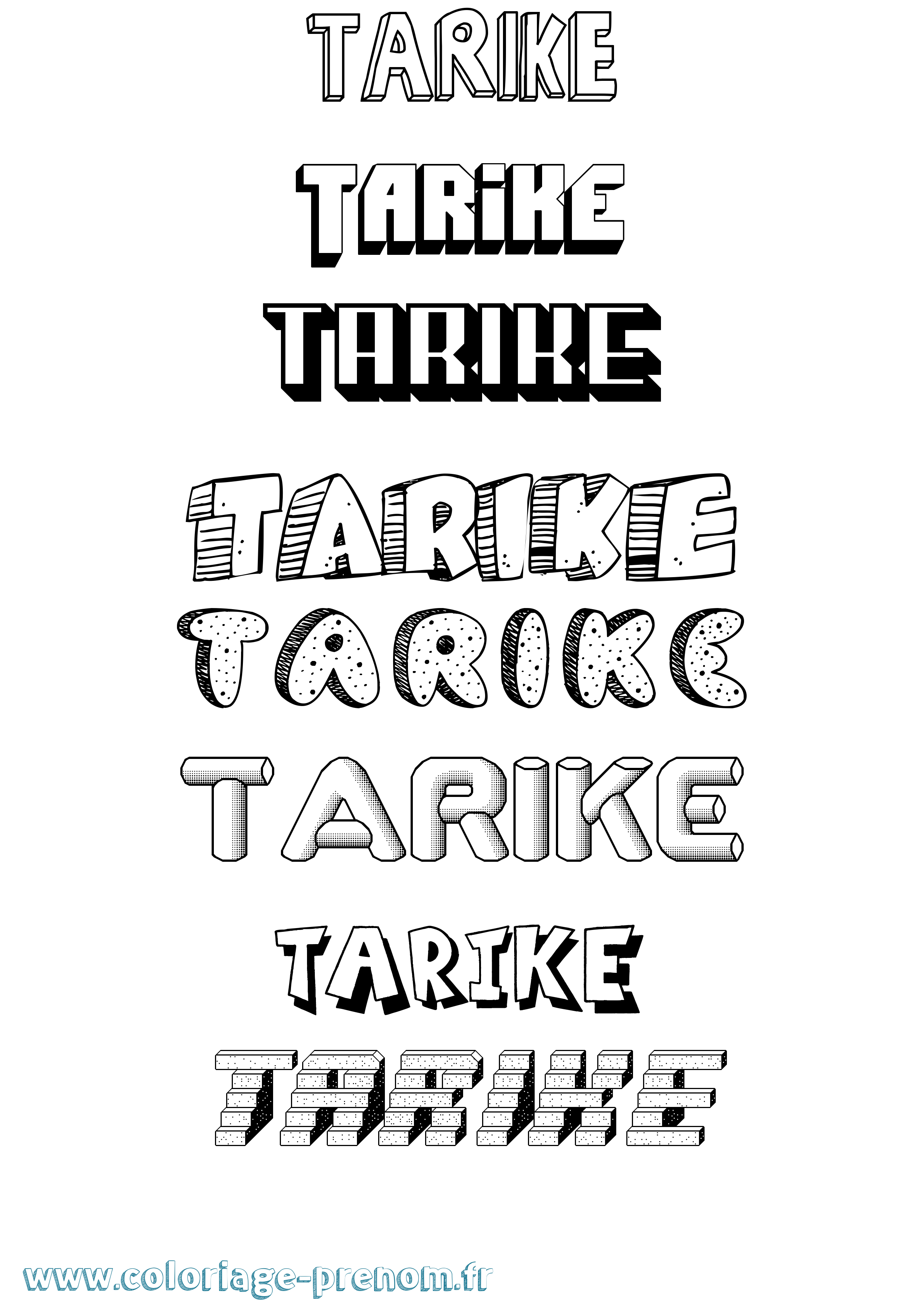 Coloriage prénom Tarike Effet 3D