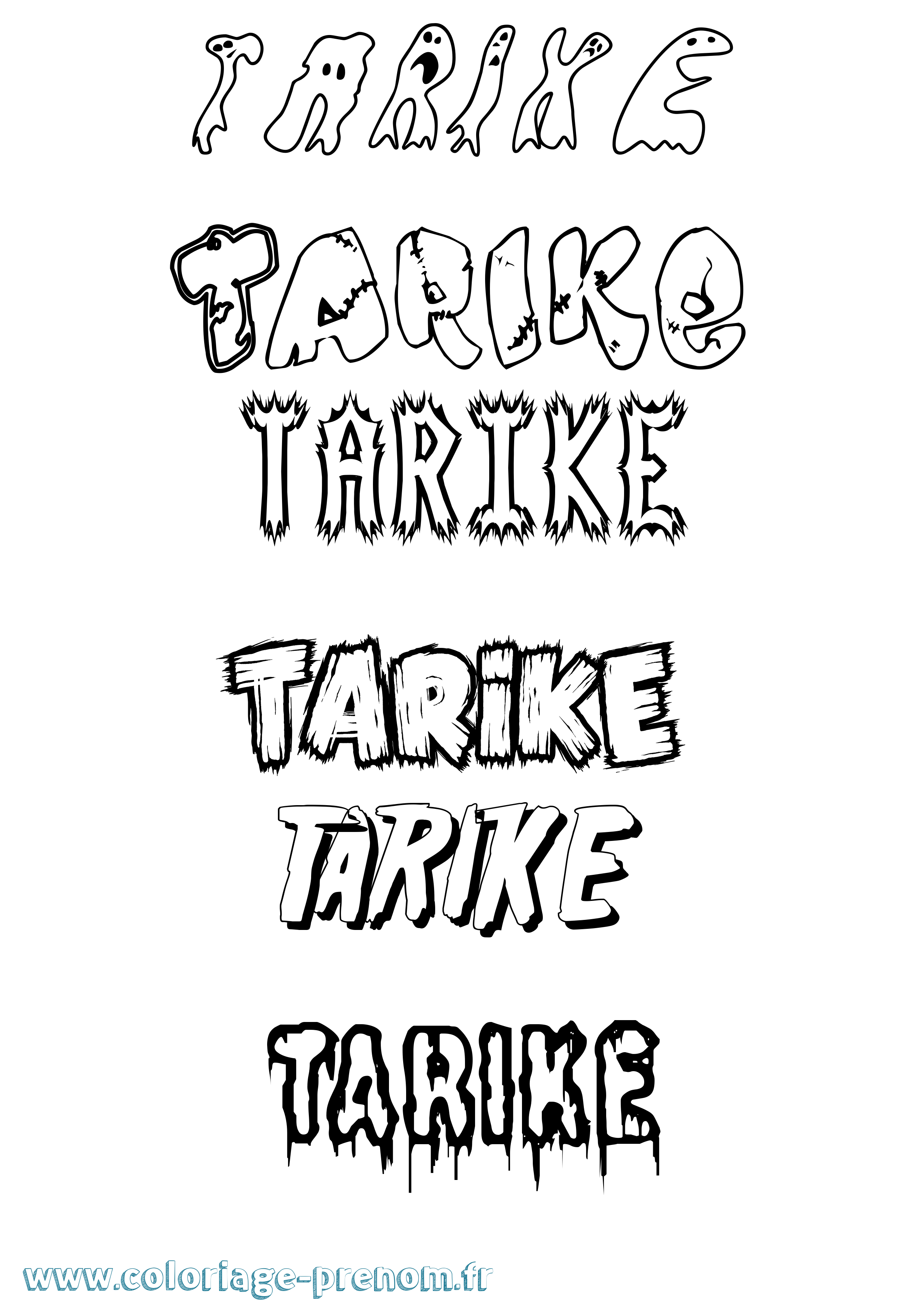 Coloriage prénom Tarike Frisson