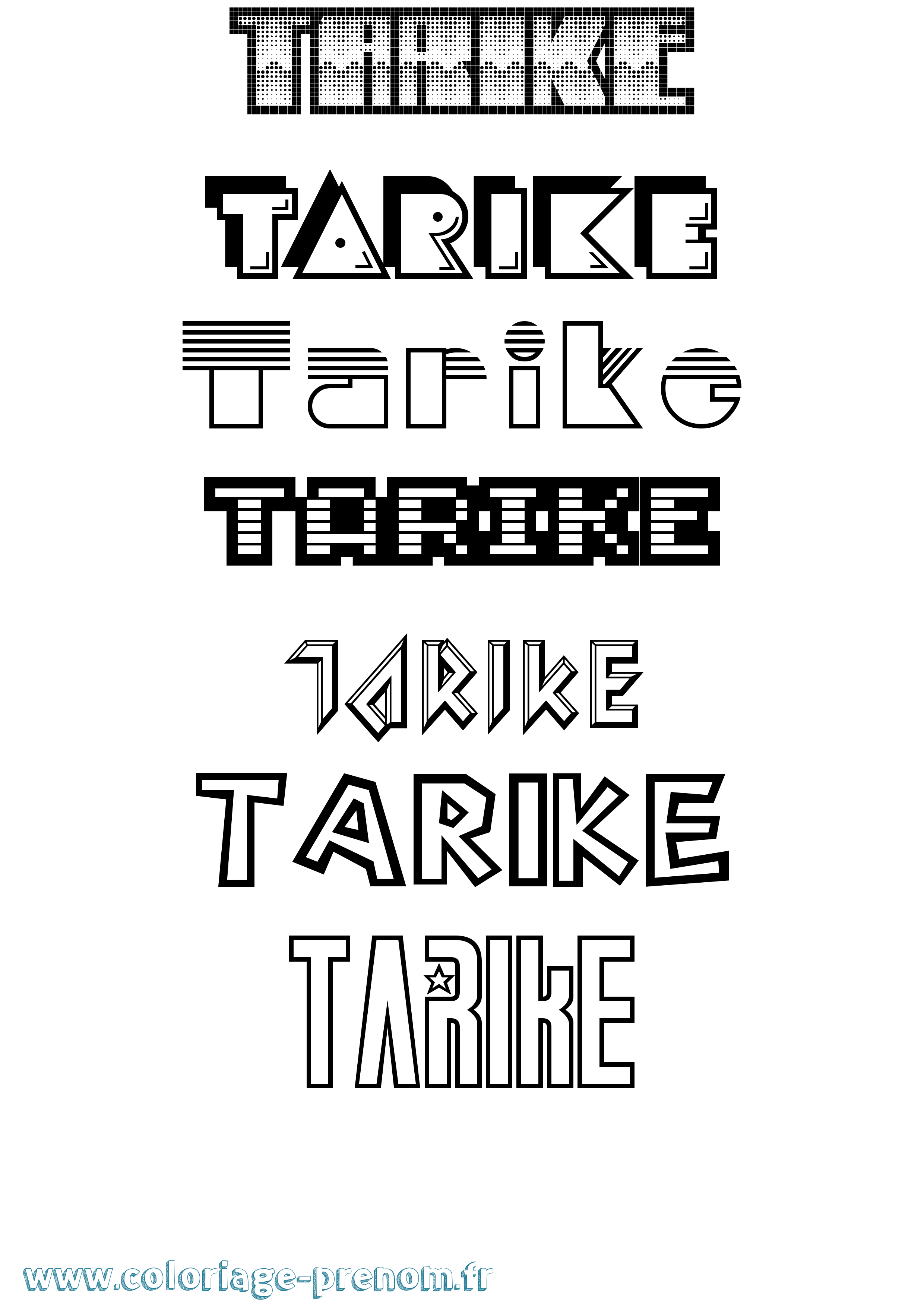 Coloriage prénom Tarike Jeux Vidéos