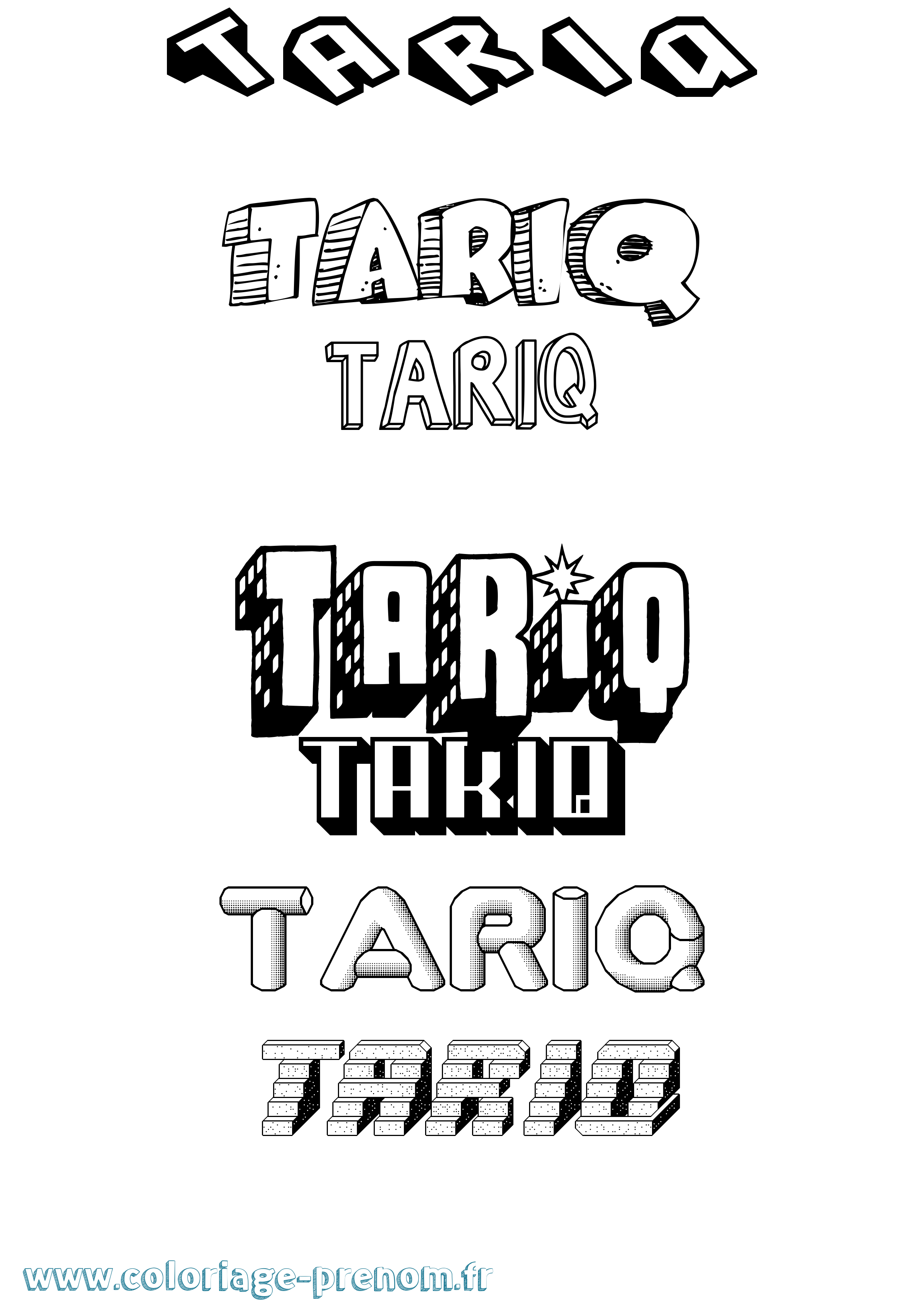 Coloriage prénom Tariq Effet 3D