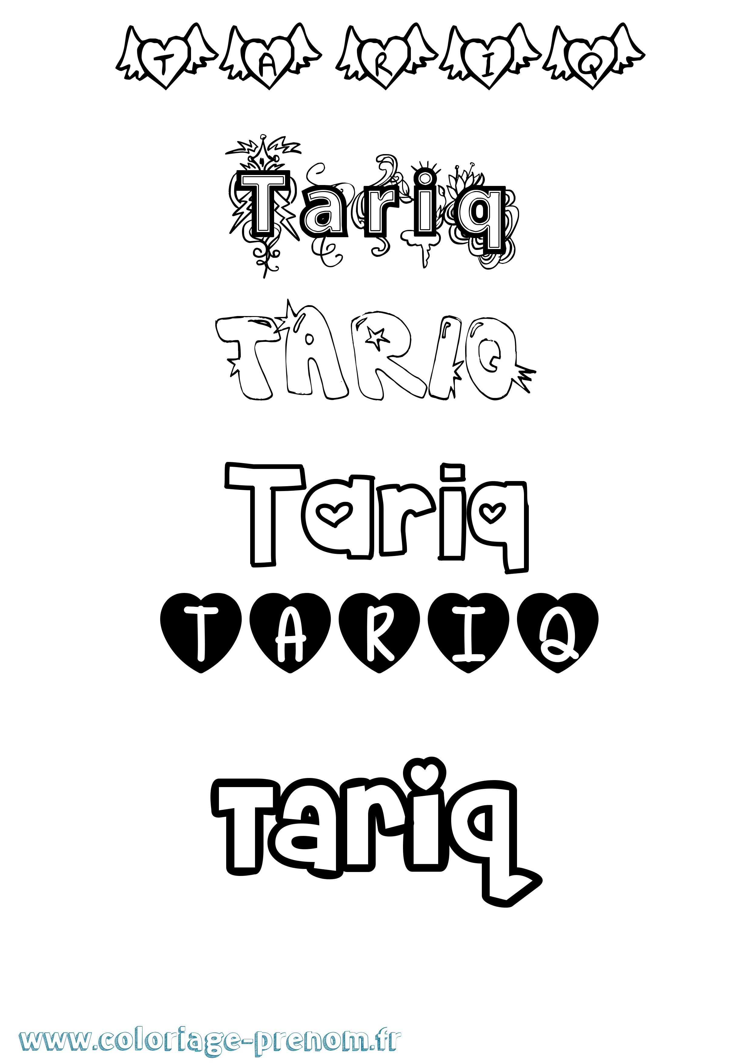 Coloriage prénom Tariq Girly