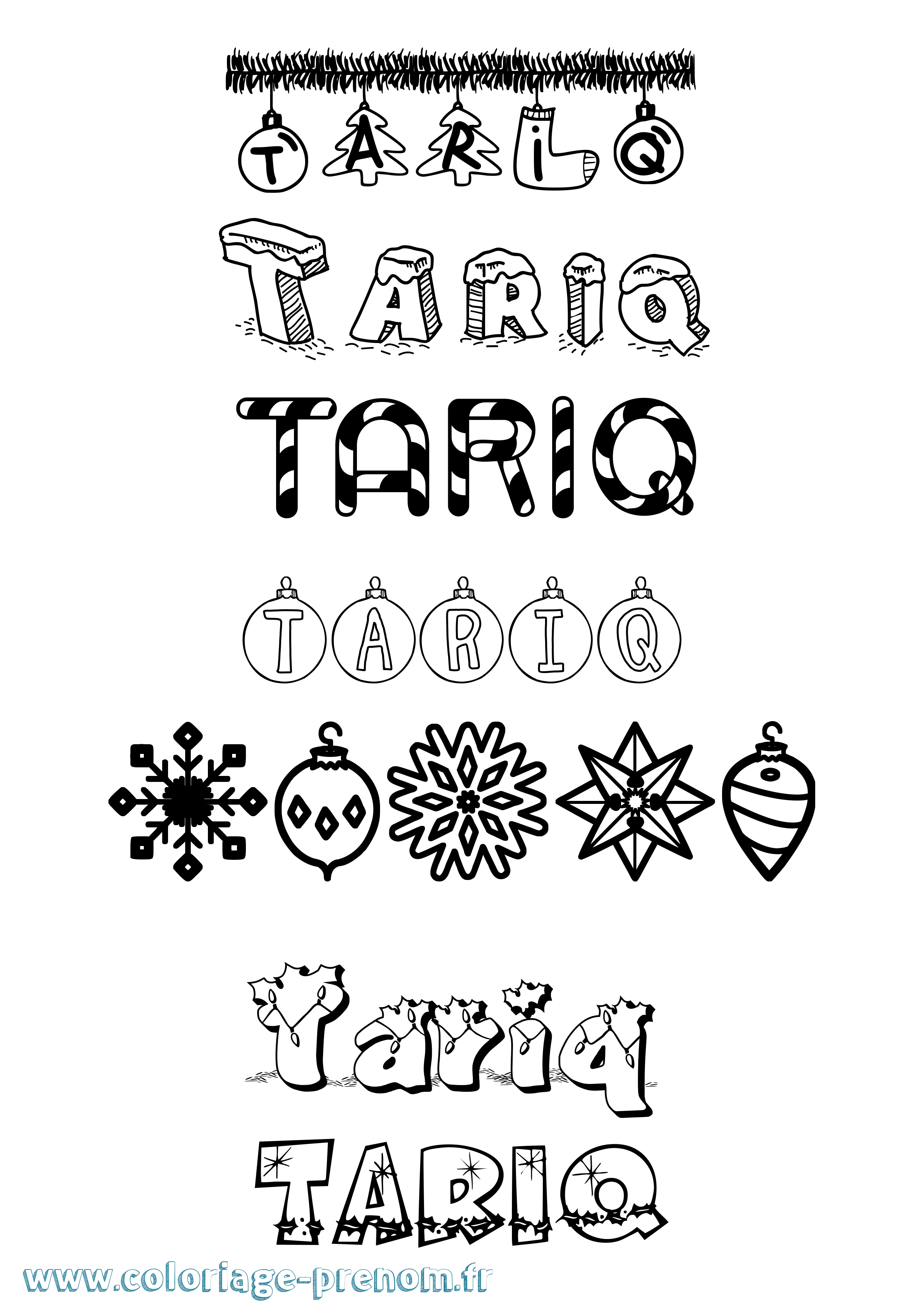 Coloriage prénom Tariq Noël