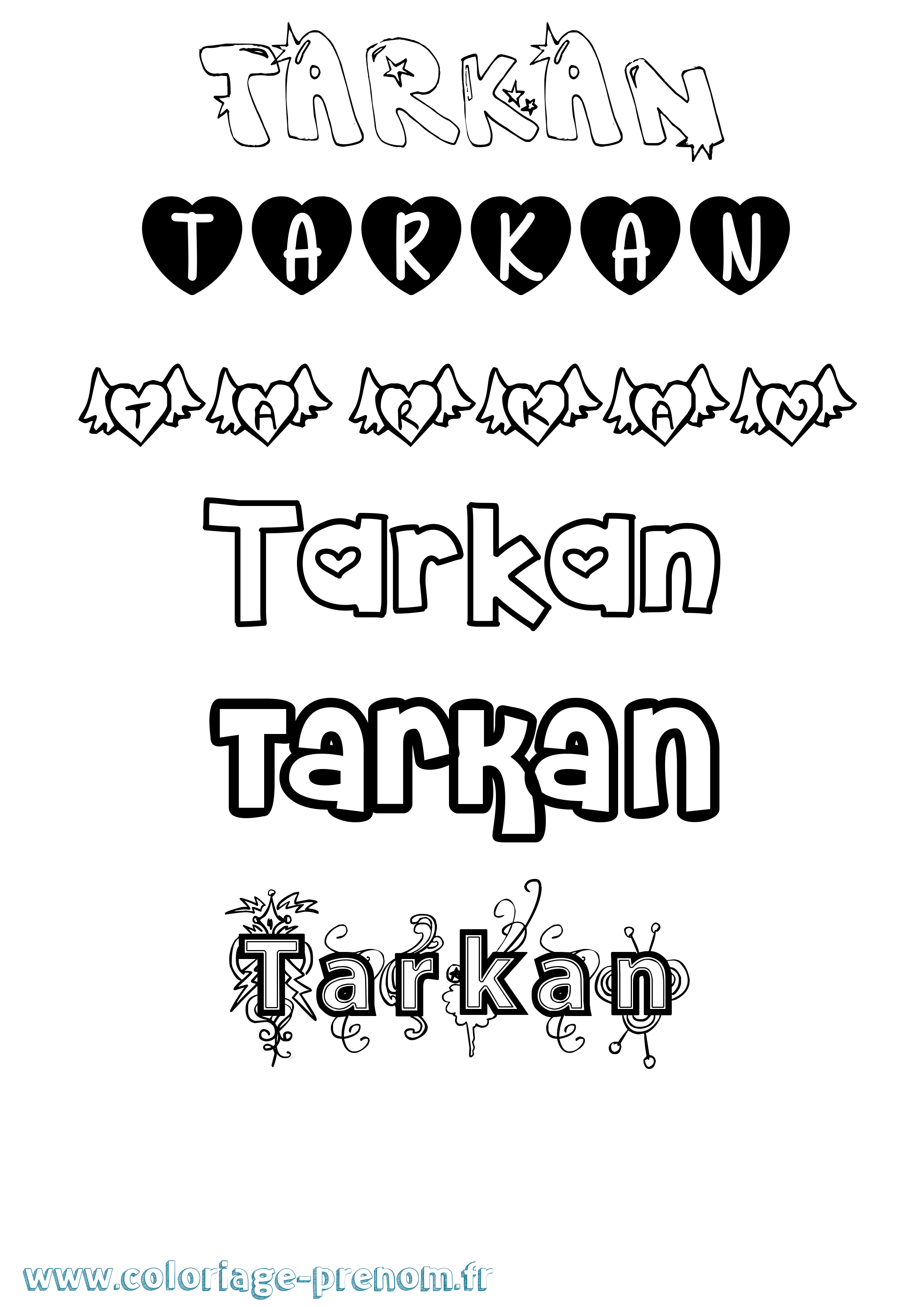 Coloriage prénom Tarkan Girly