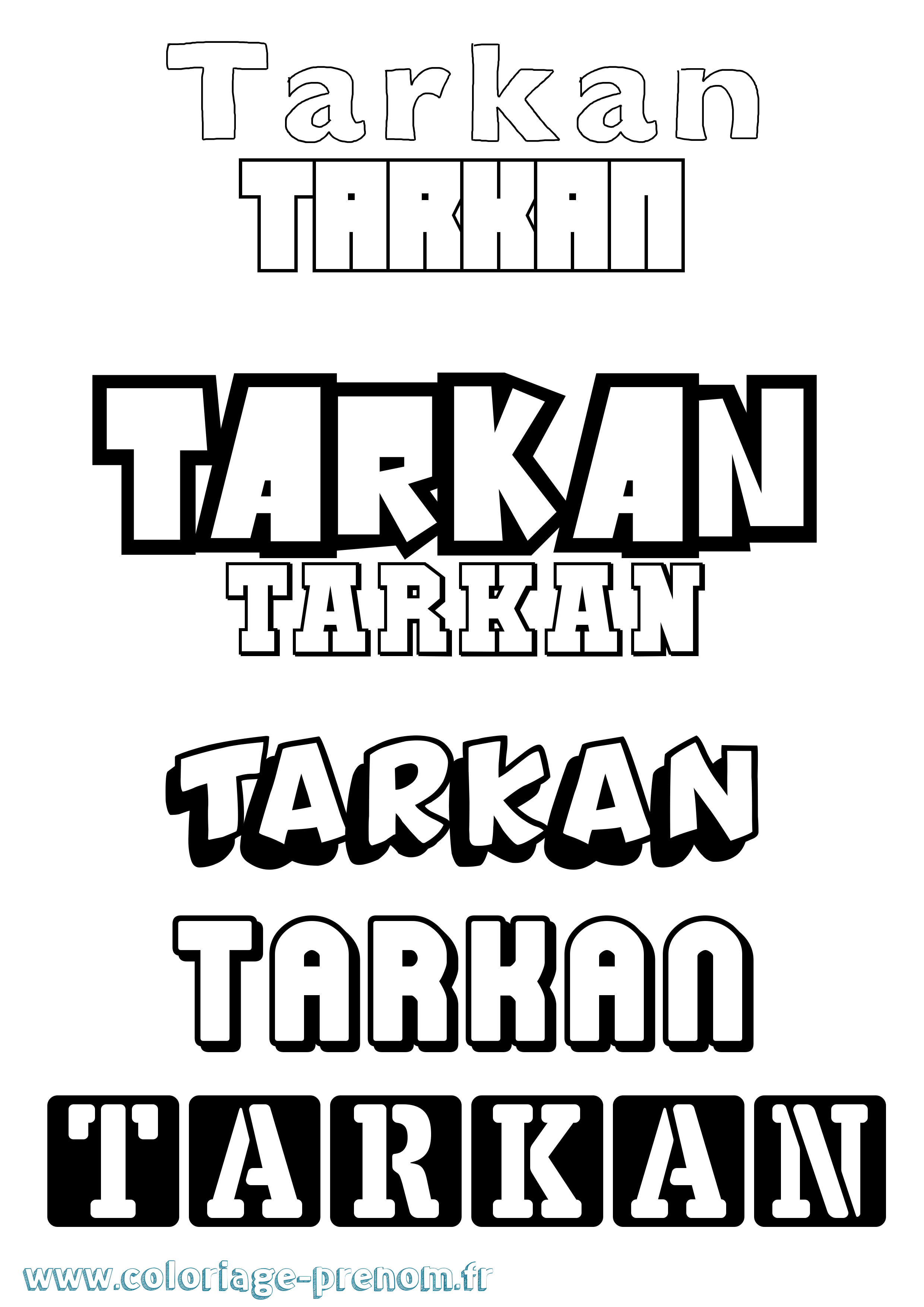 Coloriage prénom Tarkan Simple