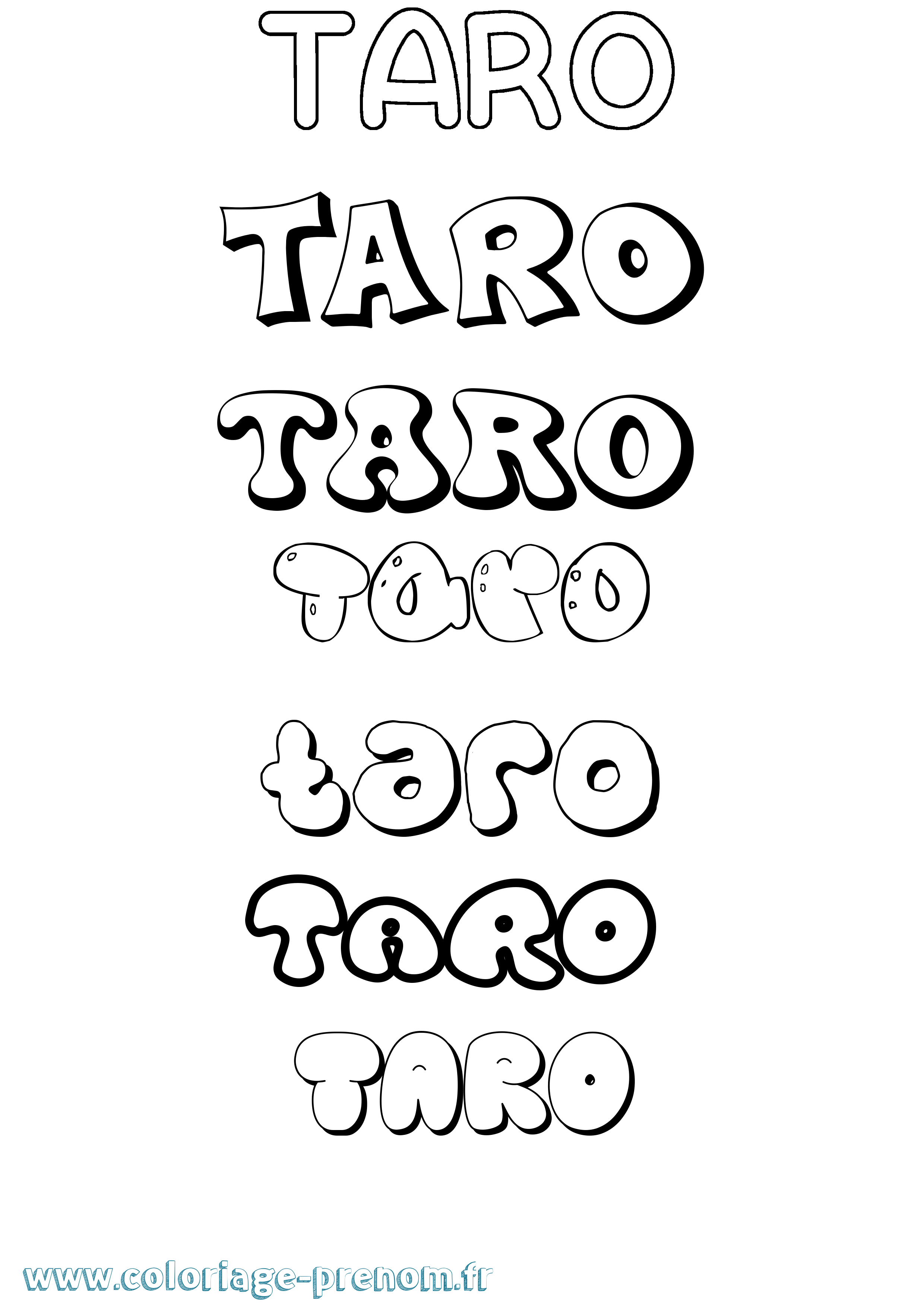 Coloriage prénom Taro Bubble