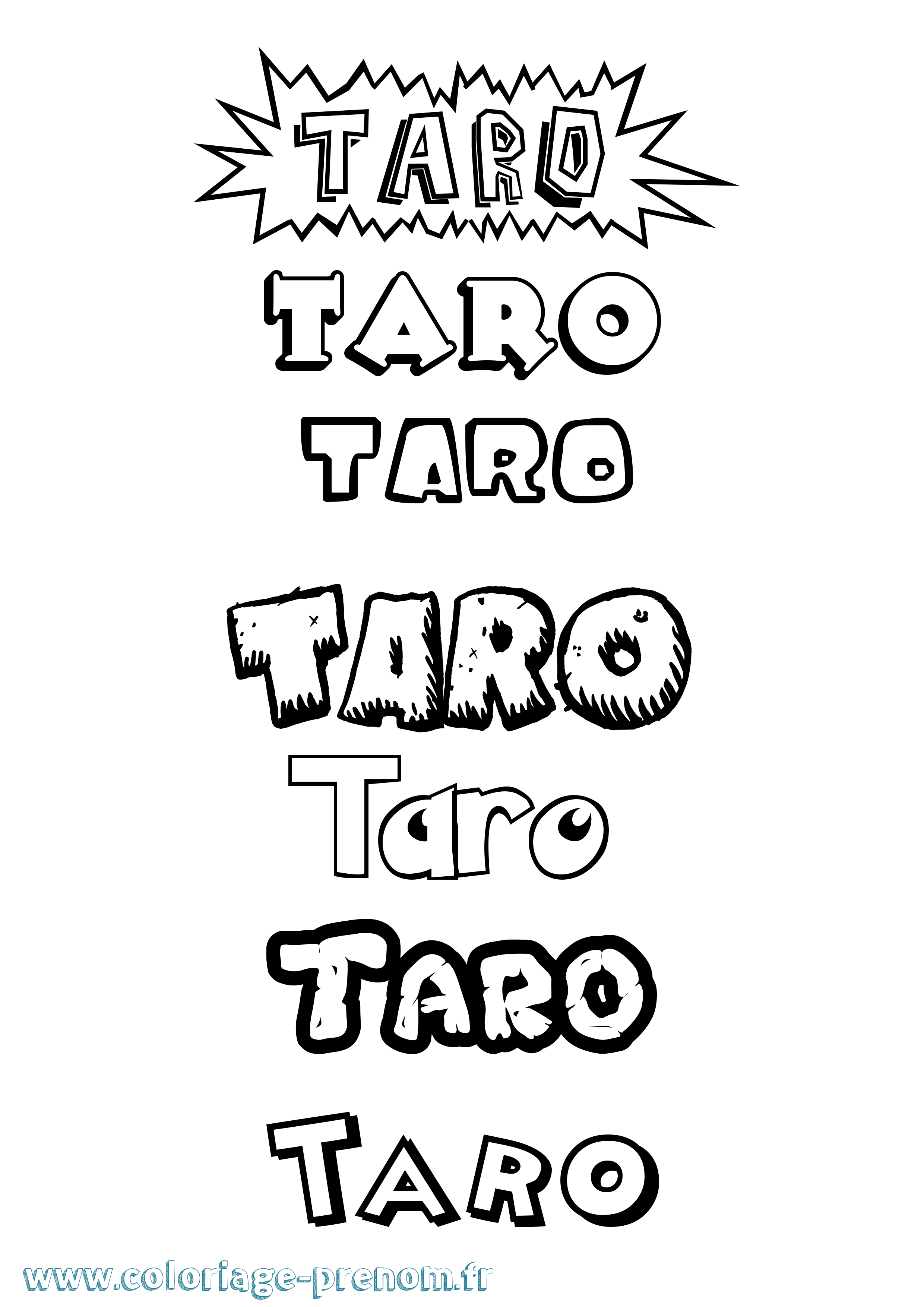 Coloriage prénom Taro Dessin Animé