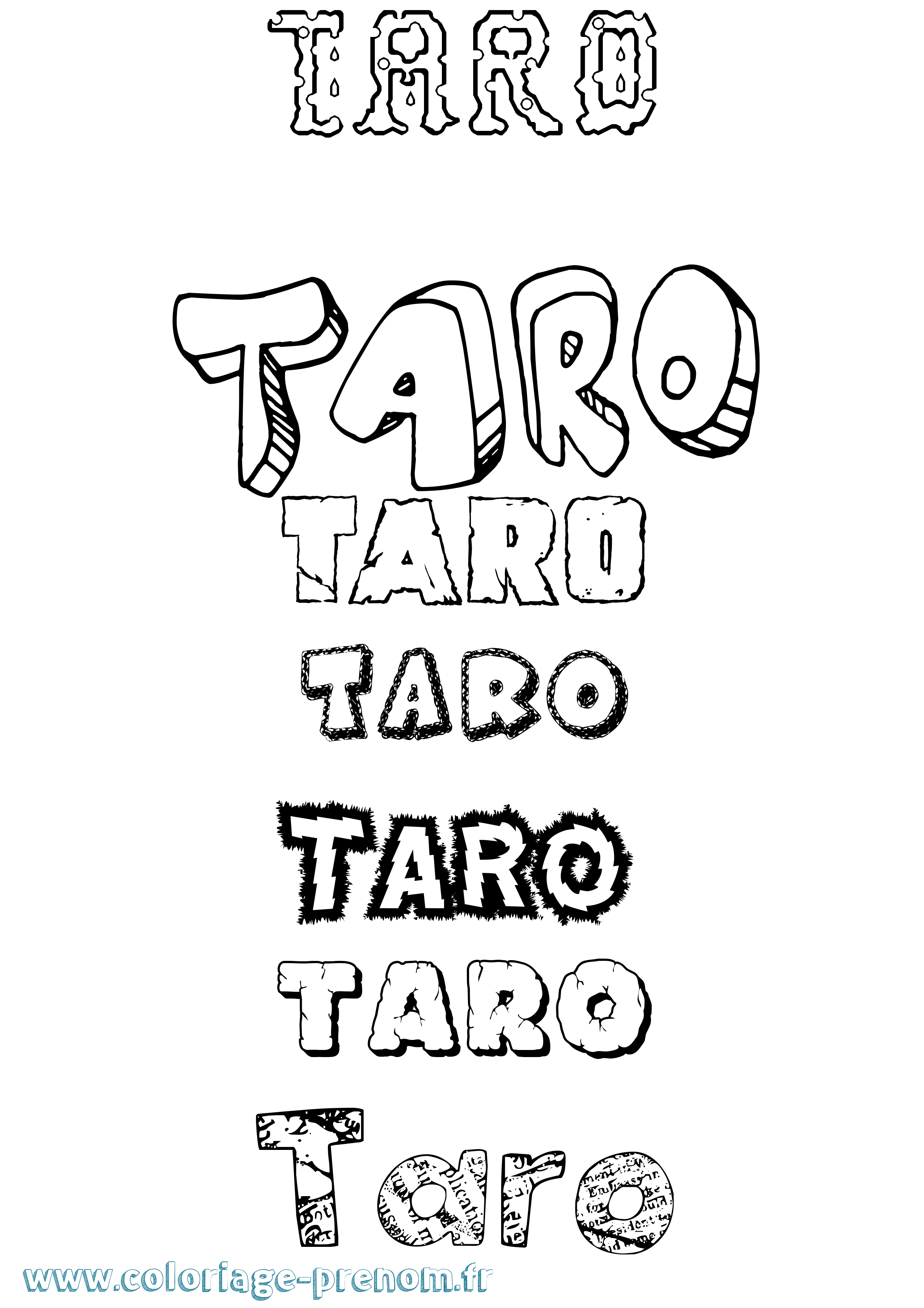 Coloriage Taro Destructuré Coloriage prénom Taro Destructuré