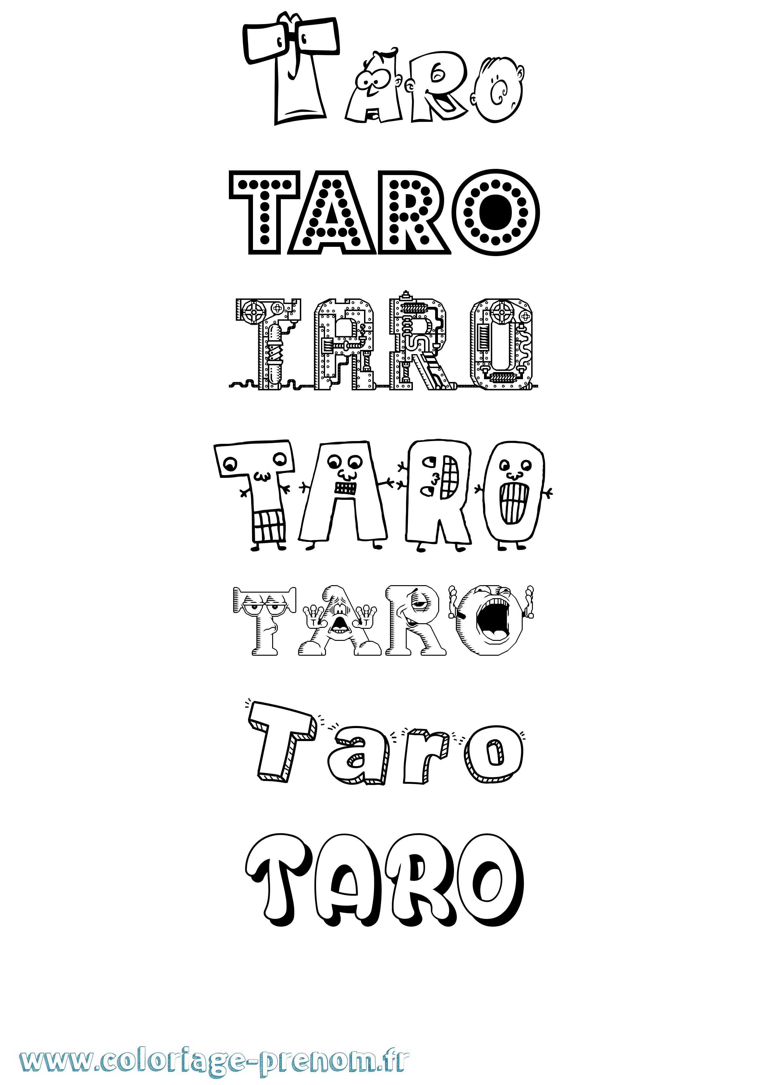 Coloriage prénom Taro Fun