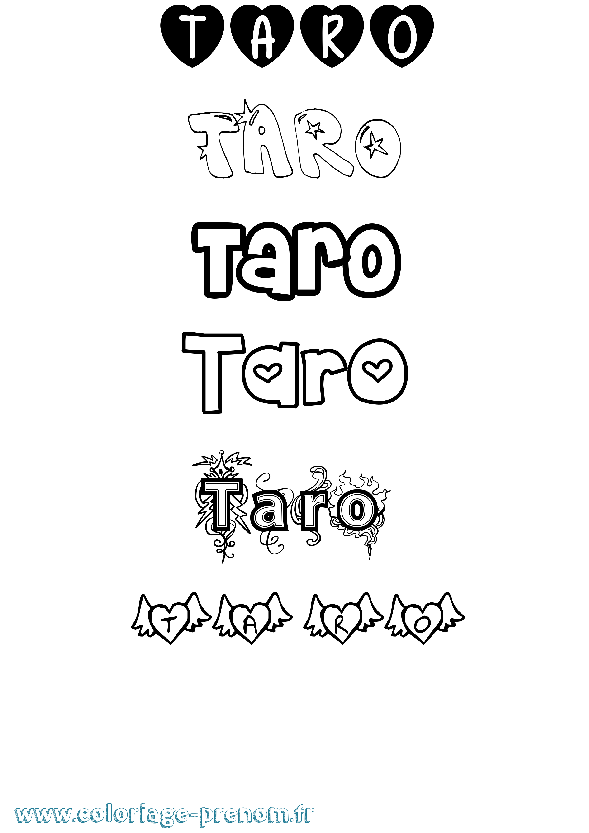 Coloriage Taro Girly Coloriage prénom Taro Girly
