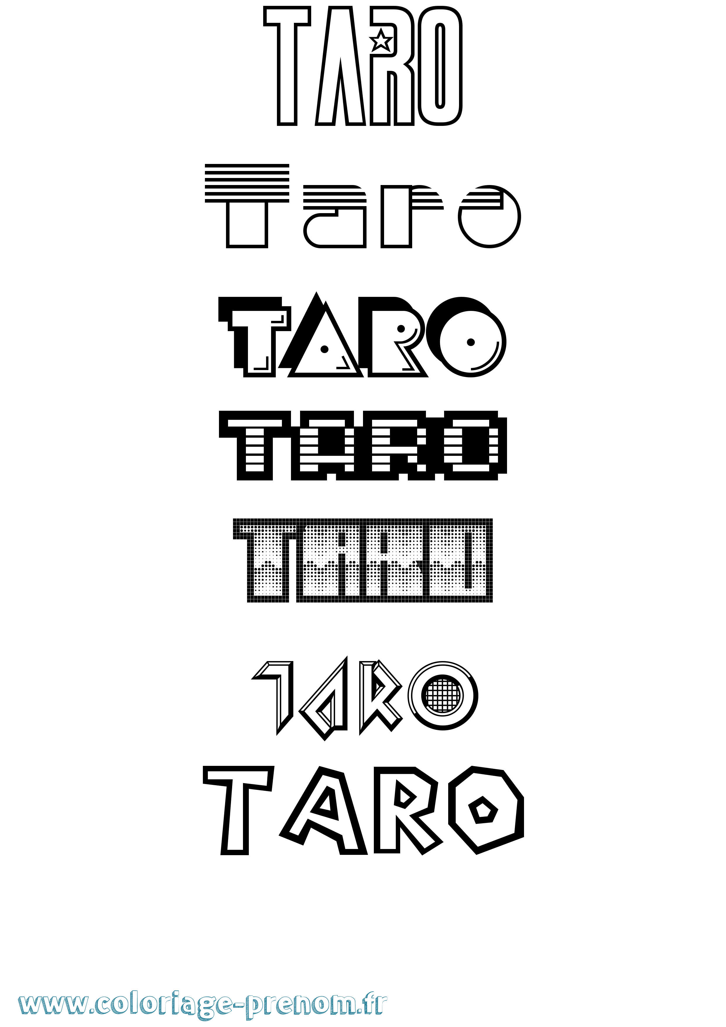 Coloriage Taro Jeux Vidéos Coloriage prénom Taro Jeux Vidéos