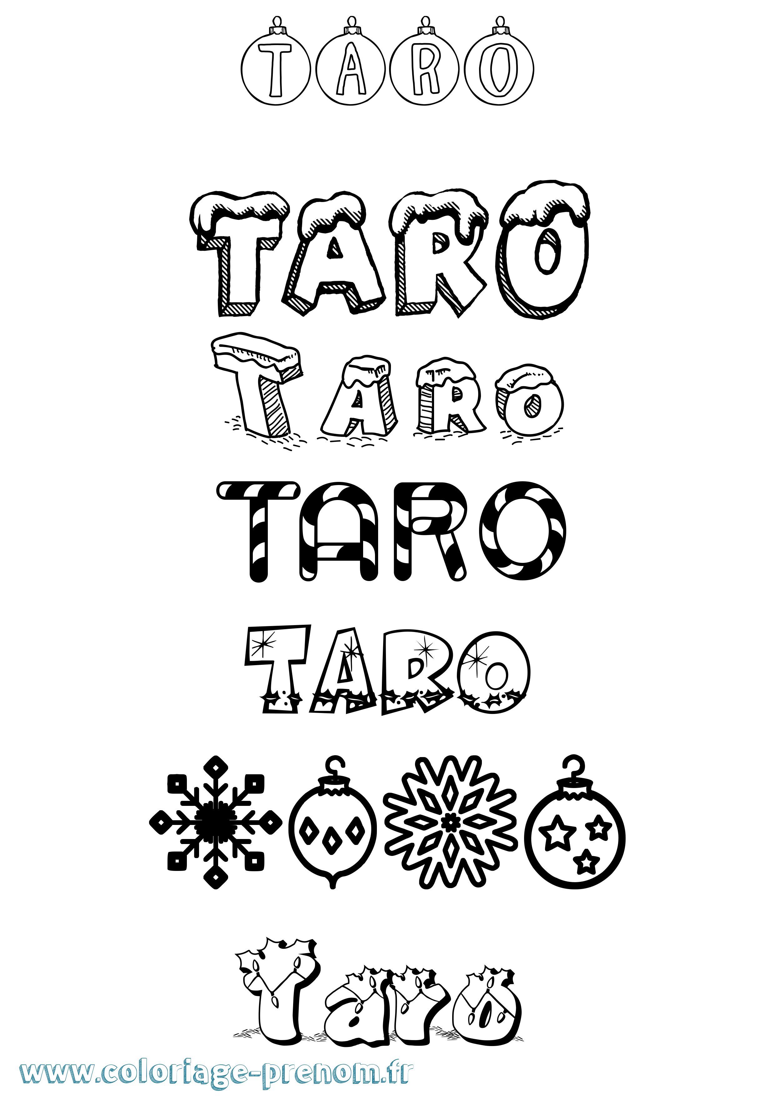 Coloriage prénom Taro Noël