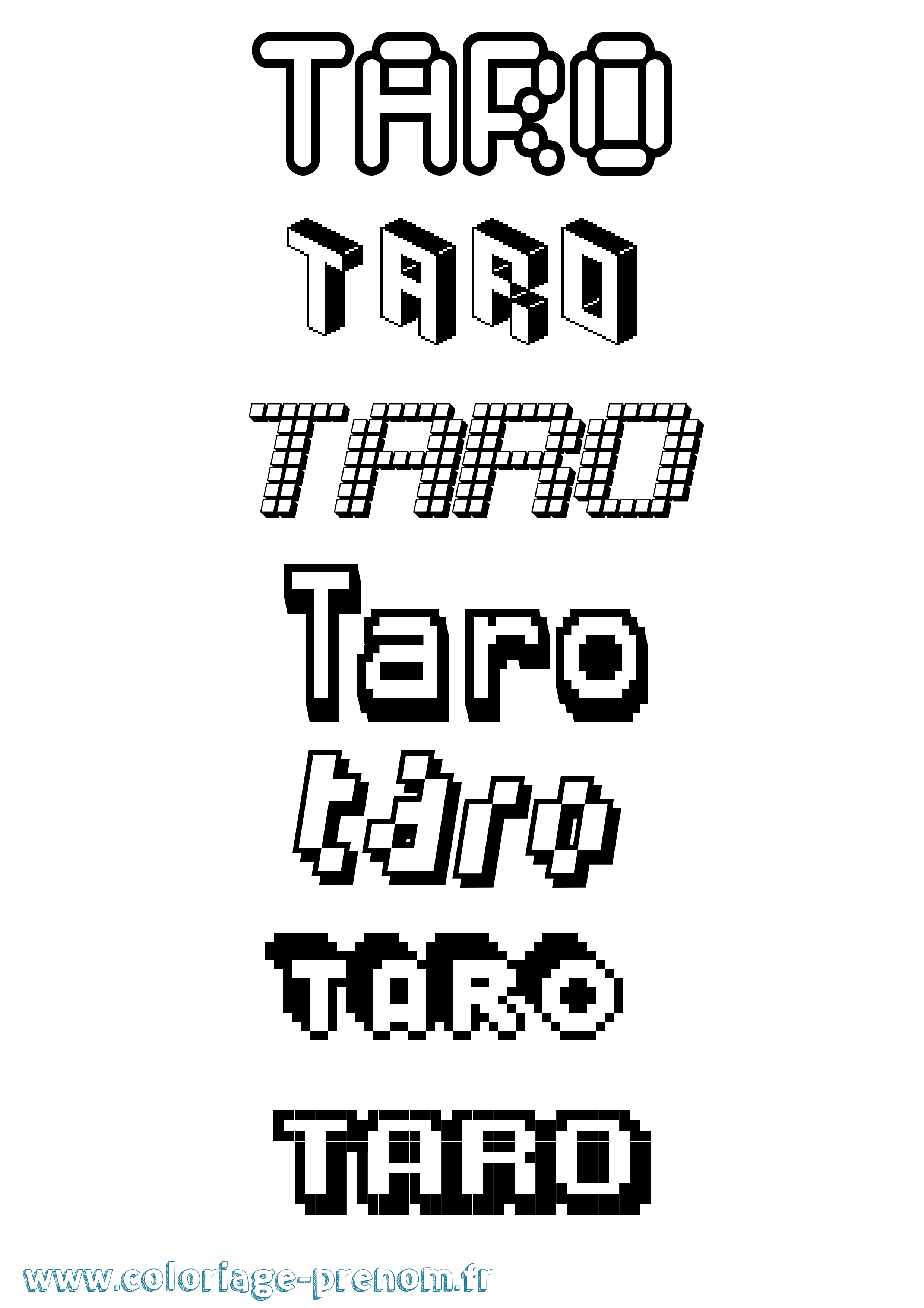 Coloriage Taro Pixel Coloriage prénom Taro Pixel