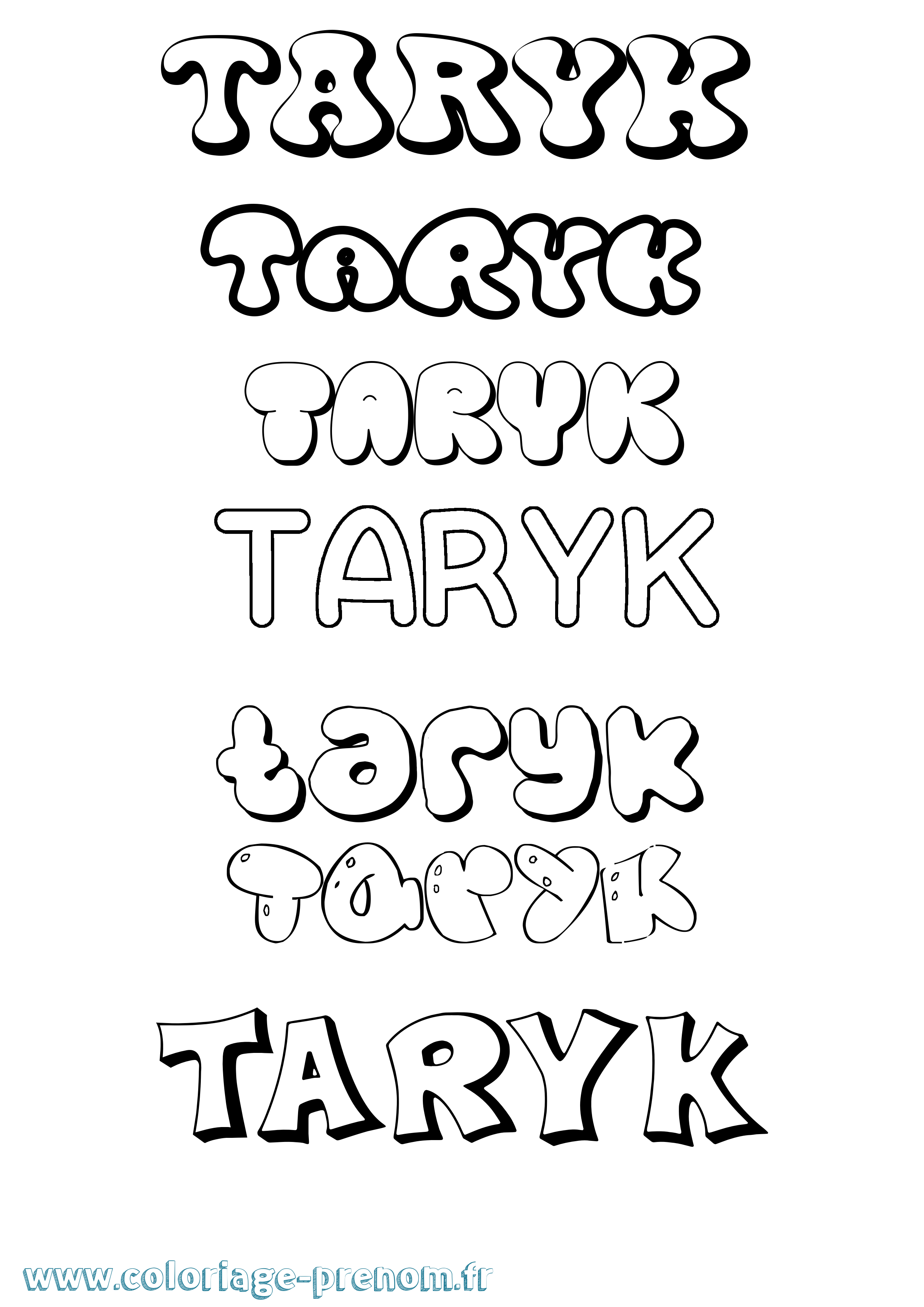 Coloriage prénom Taryk Bubble