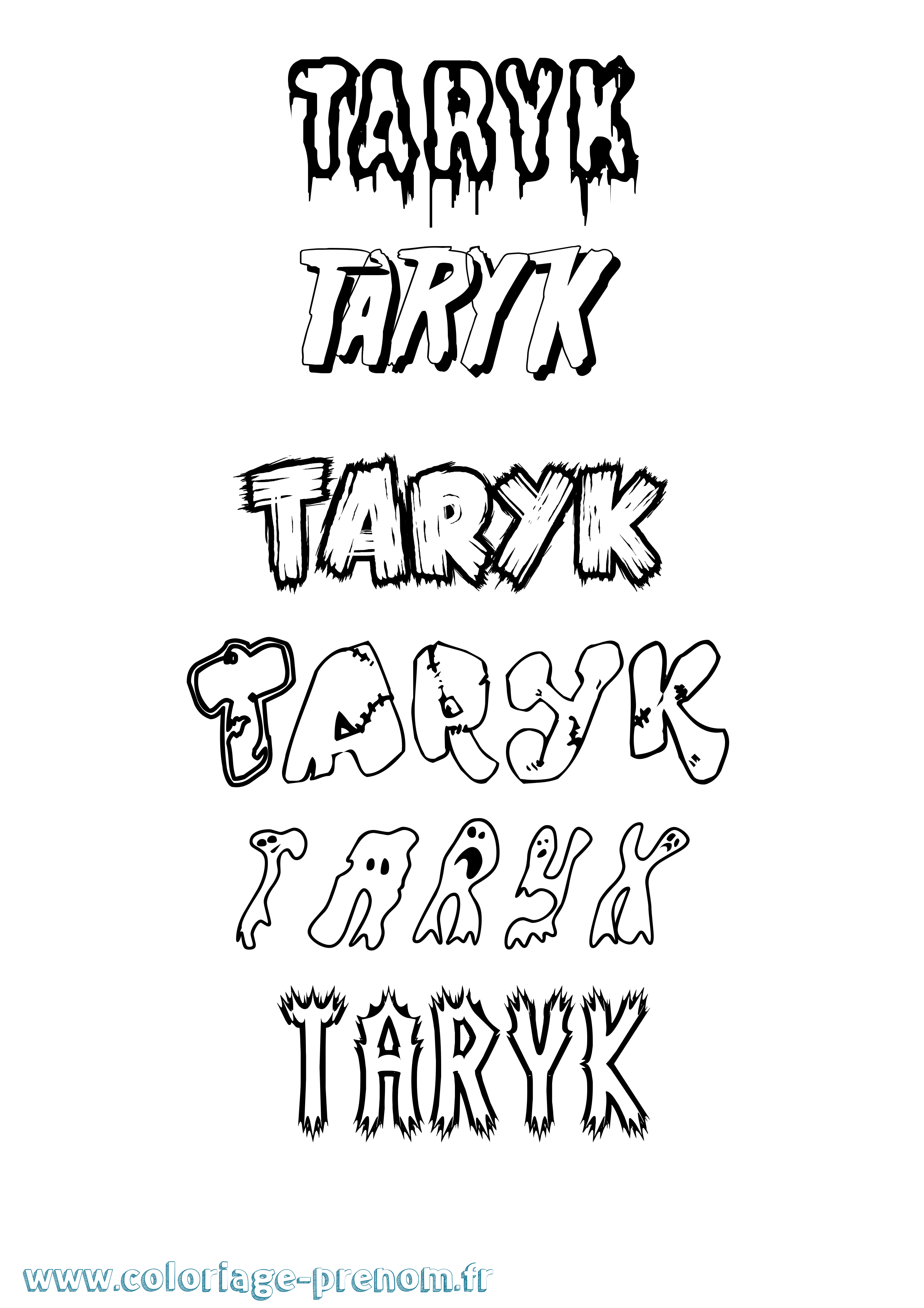 Coloriage prénom Taryk Frisson