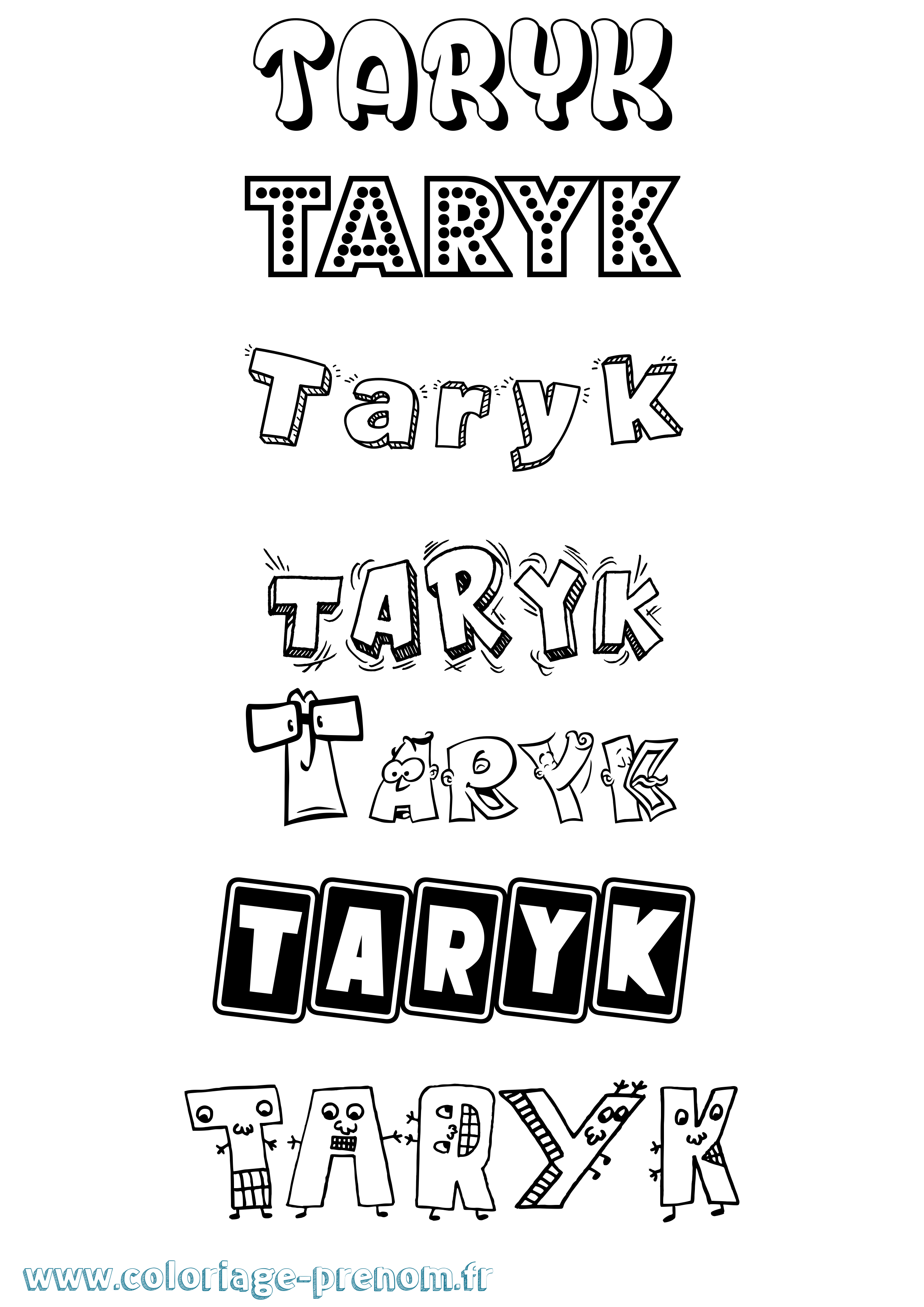 Coloriage prénom Taryk Fun