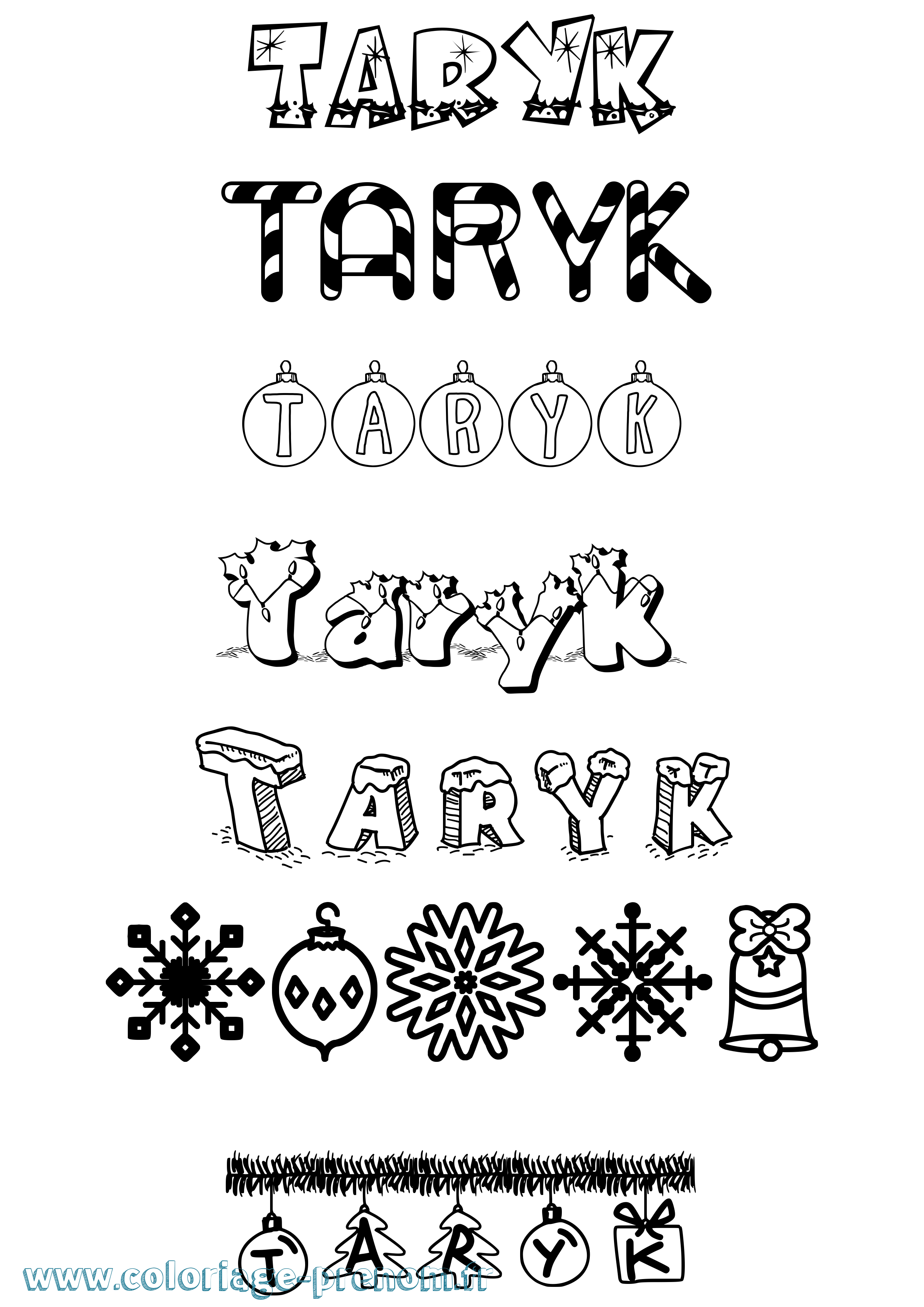 Coloriage prénom Taryk Noël