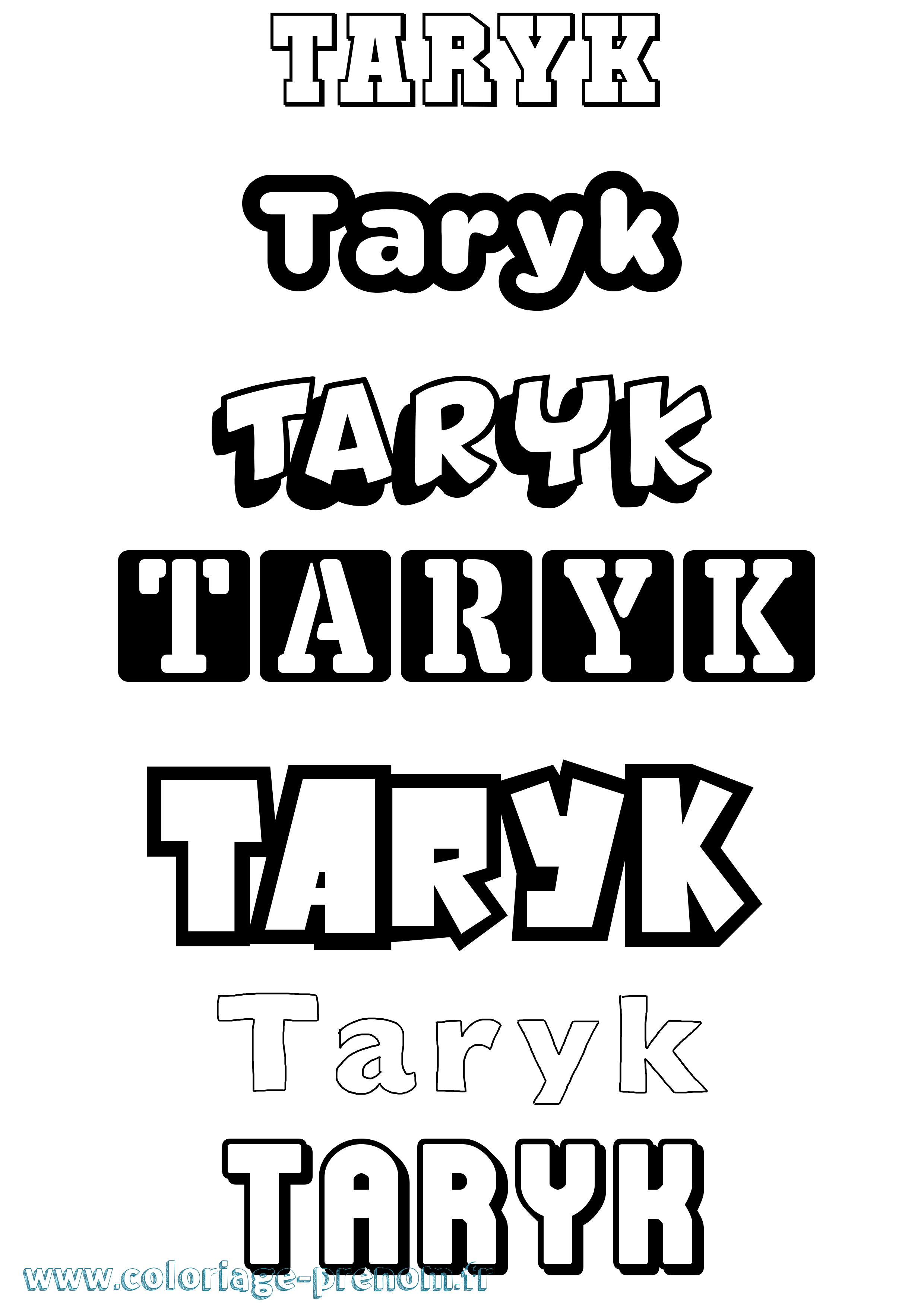 Coloriage prénom Taryk Simple