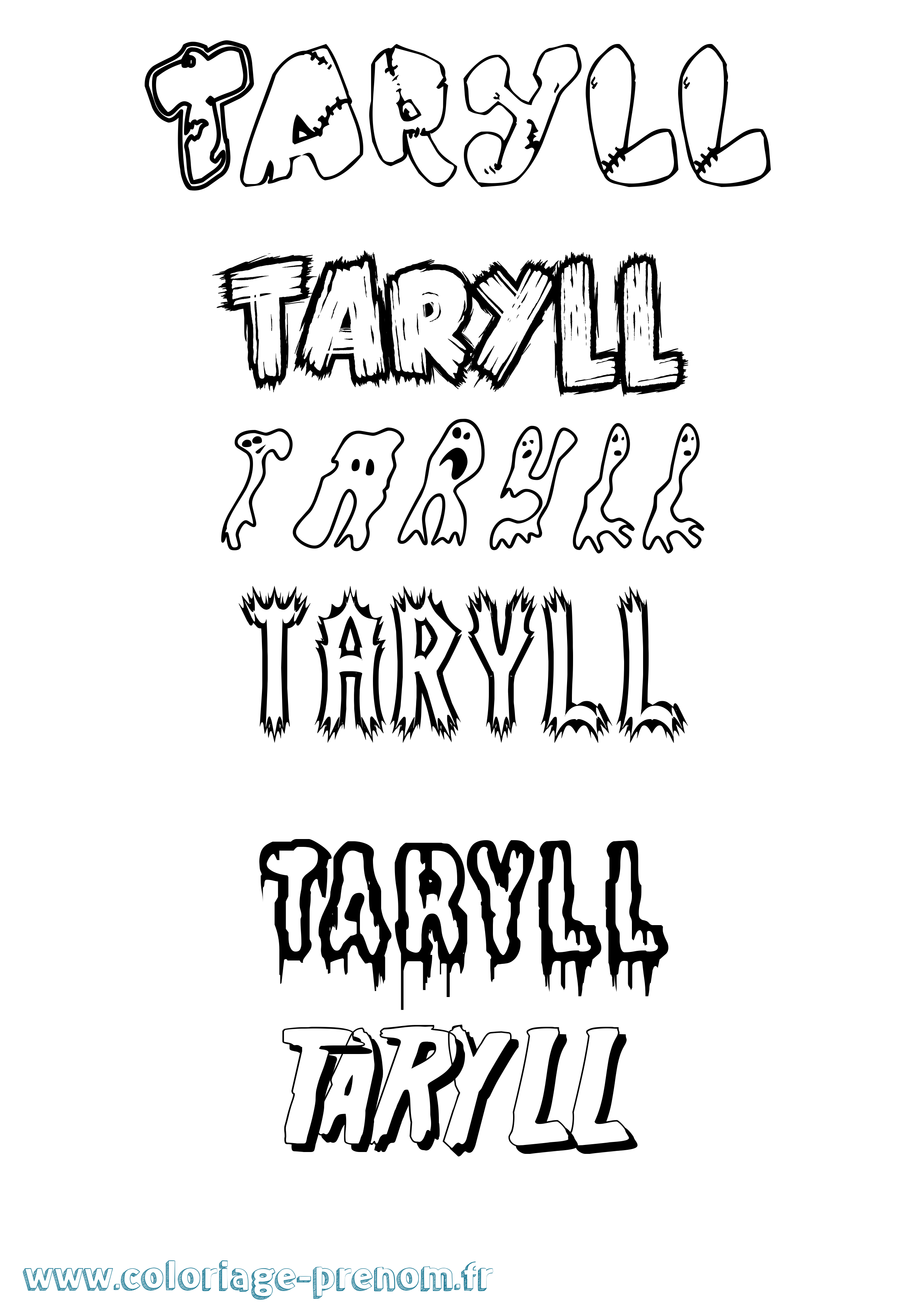 Coloriage prénom Taryll Frisson
