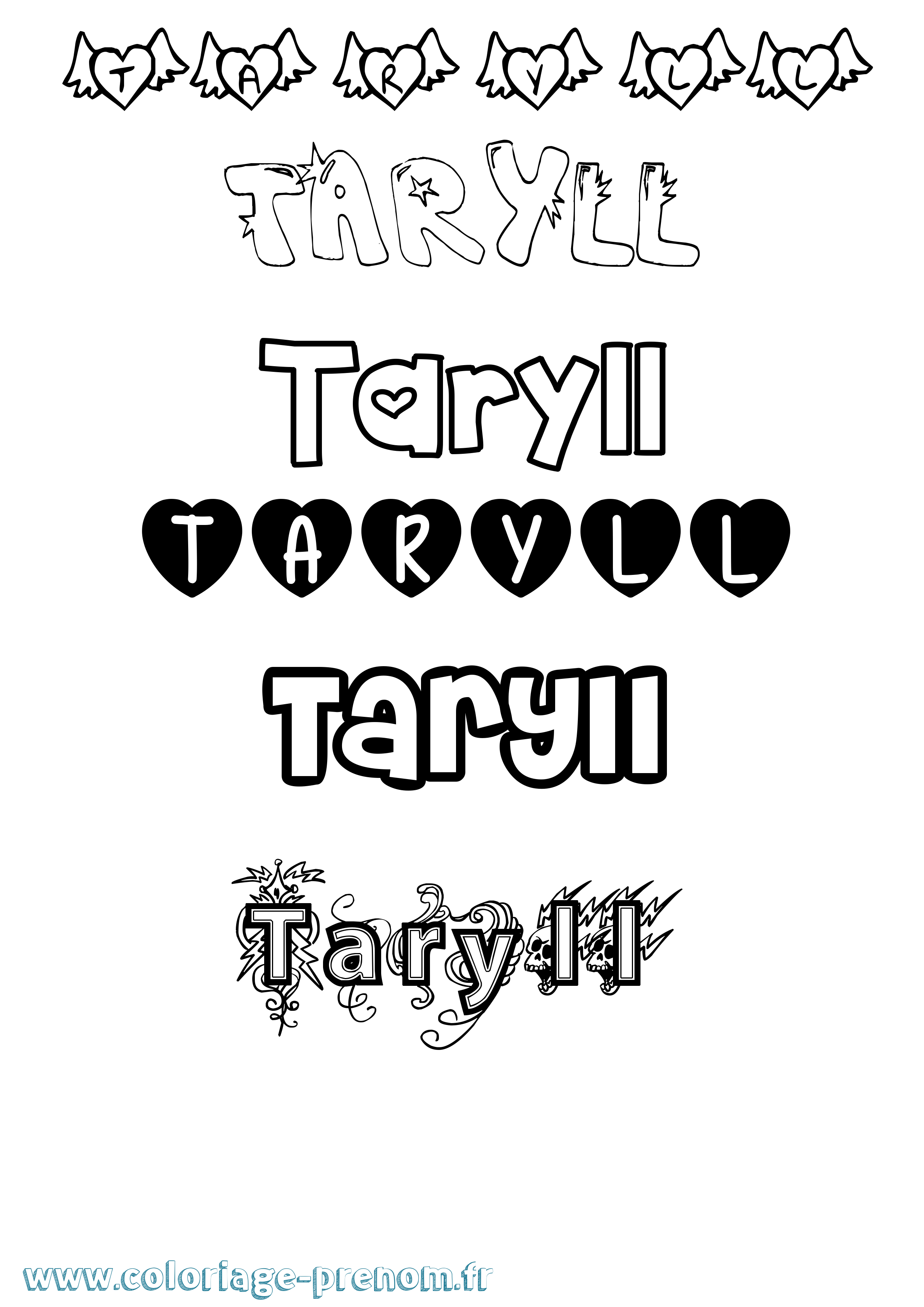 Coloriage prénom Taryll Girly