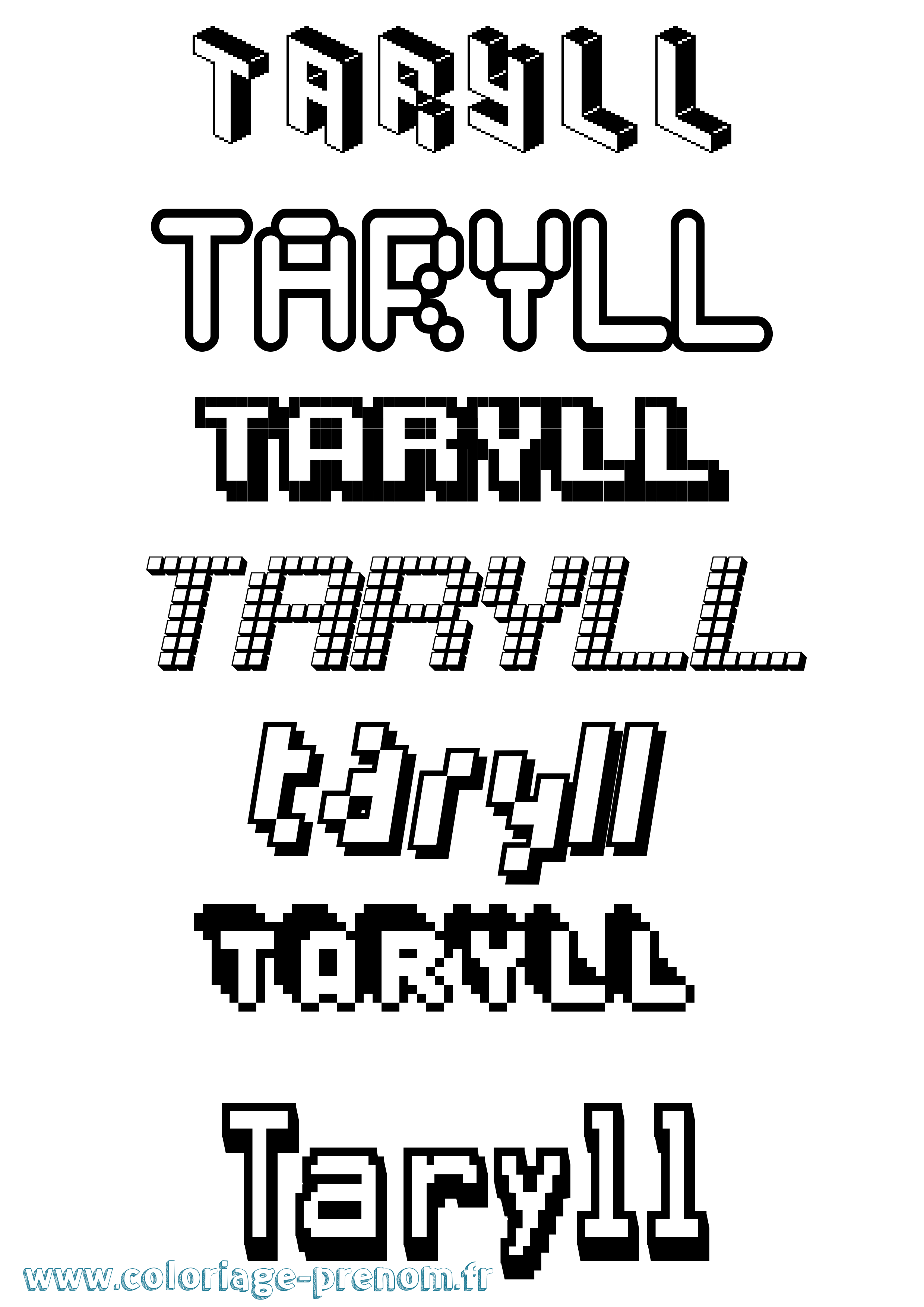 Coloriage prénom Taryll Pixel