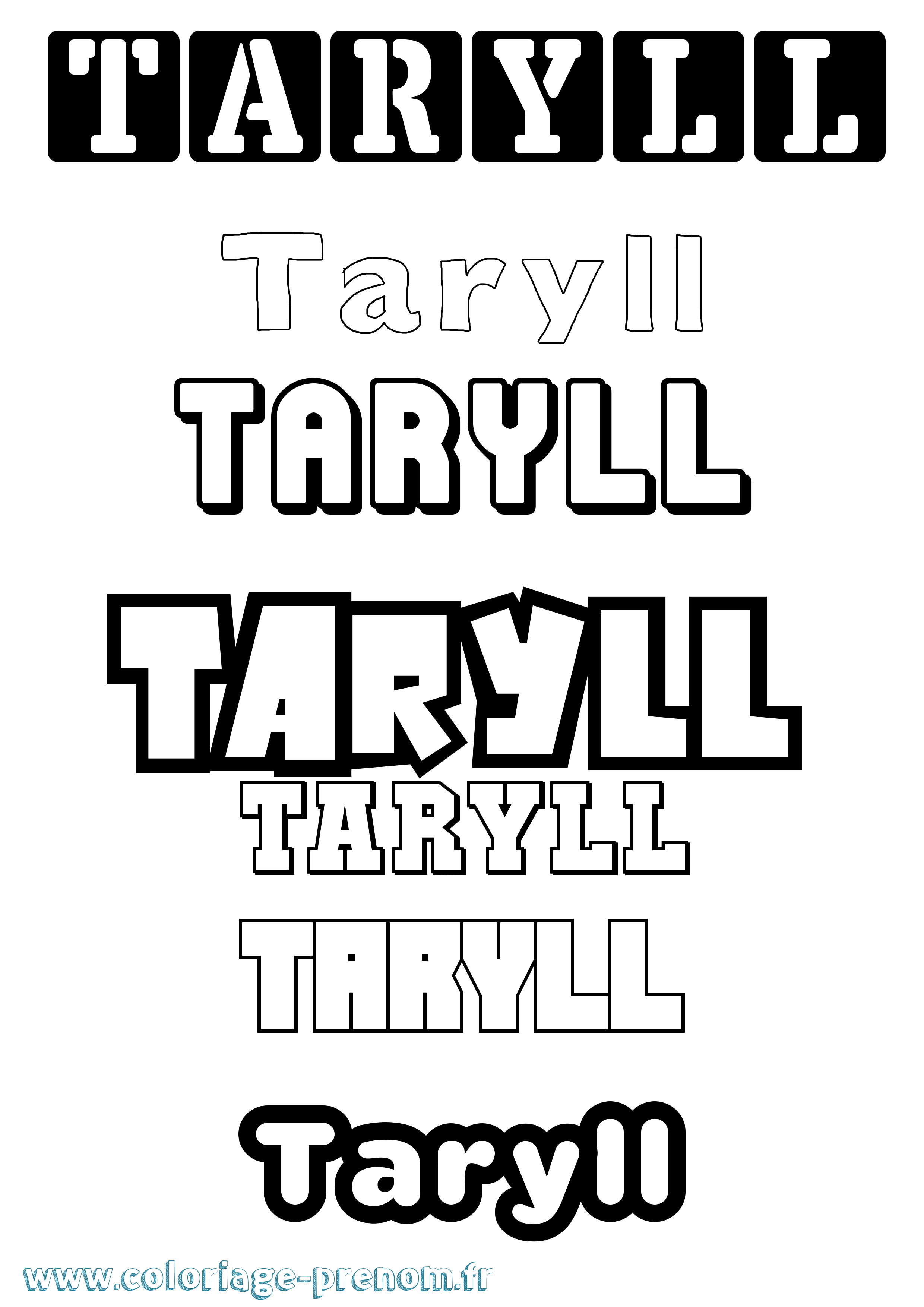 Coloriage prénom Taryll Simple