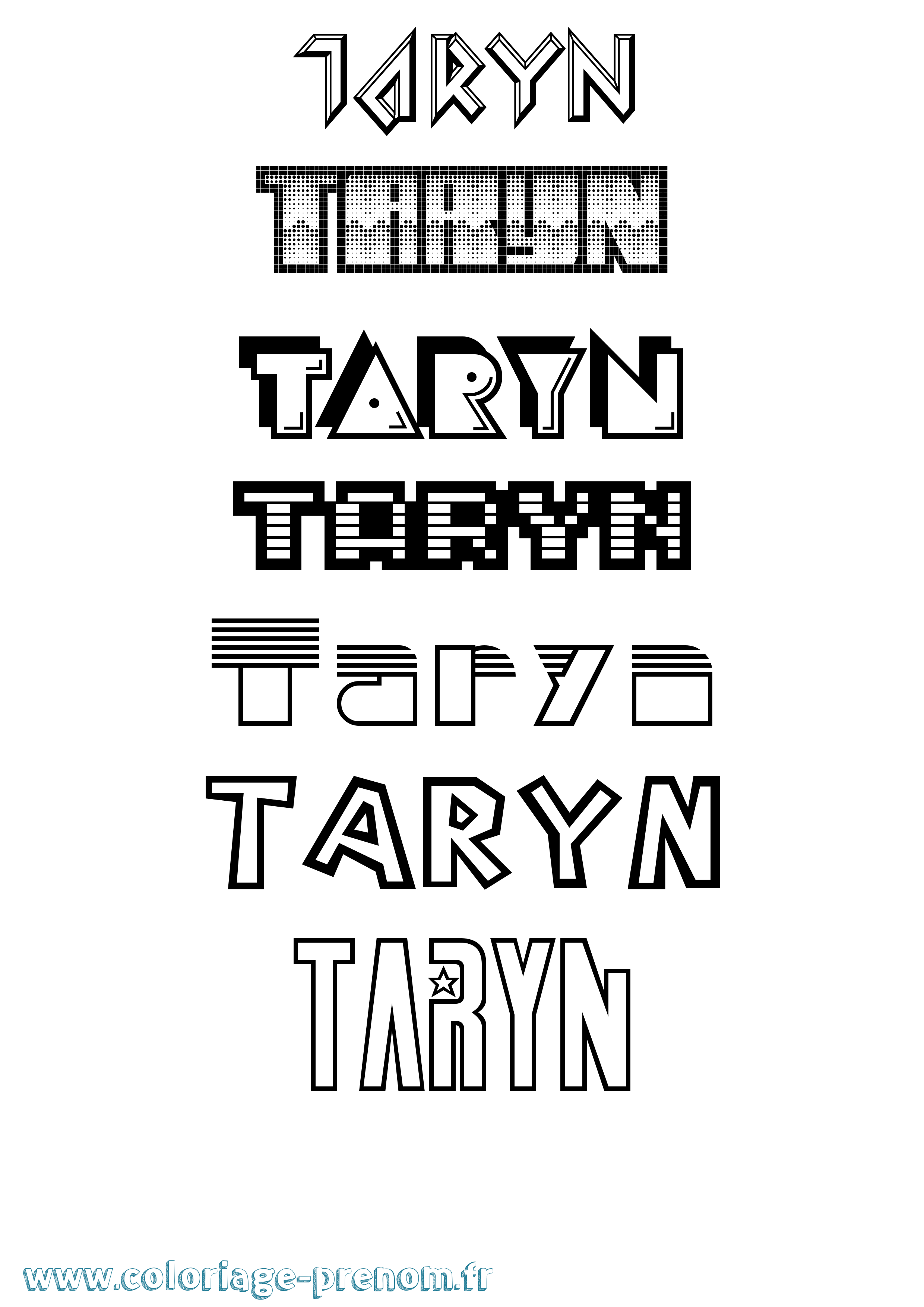 Coloriage prénom Taryn Jeux Vidéos