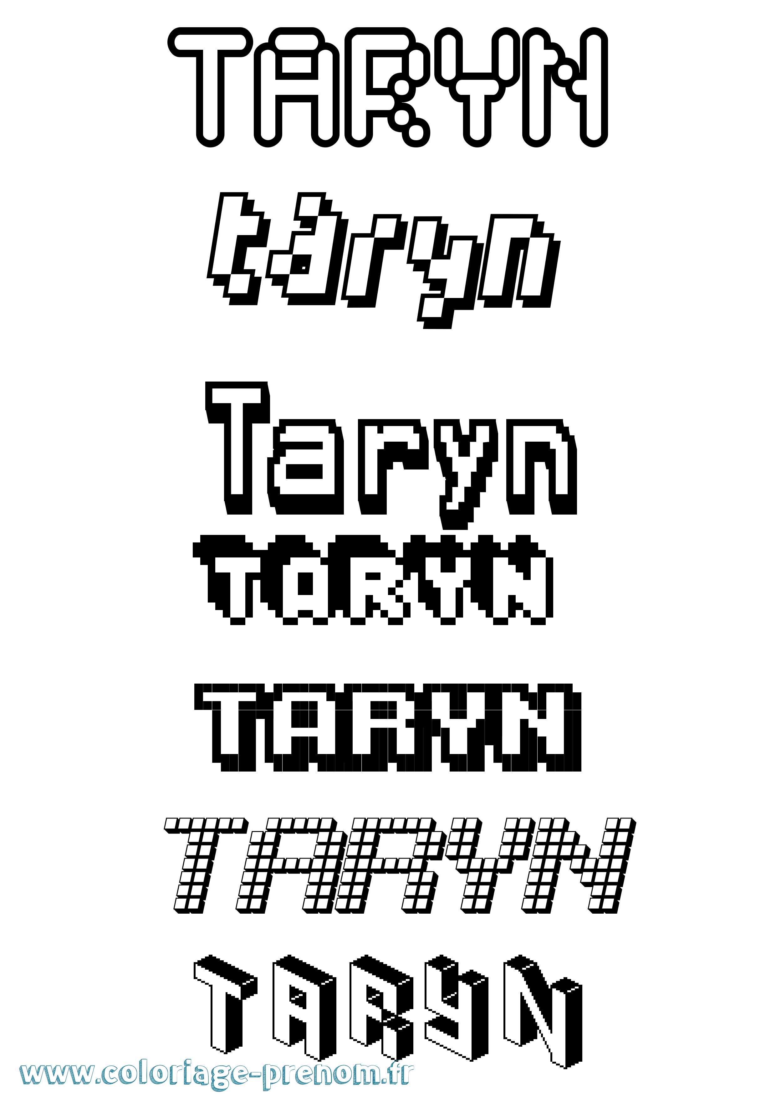 Coloriage prénom Taryn Pixel