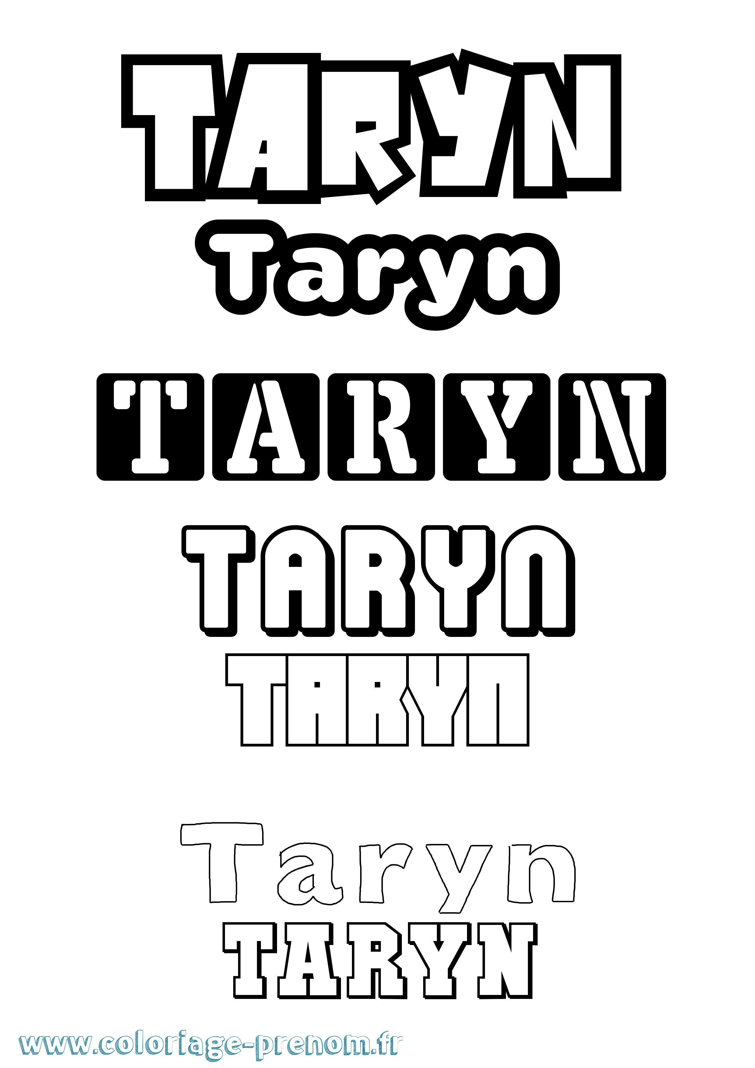 Coloriage prénom Taryn Simple