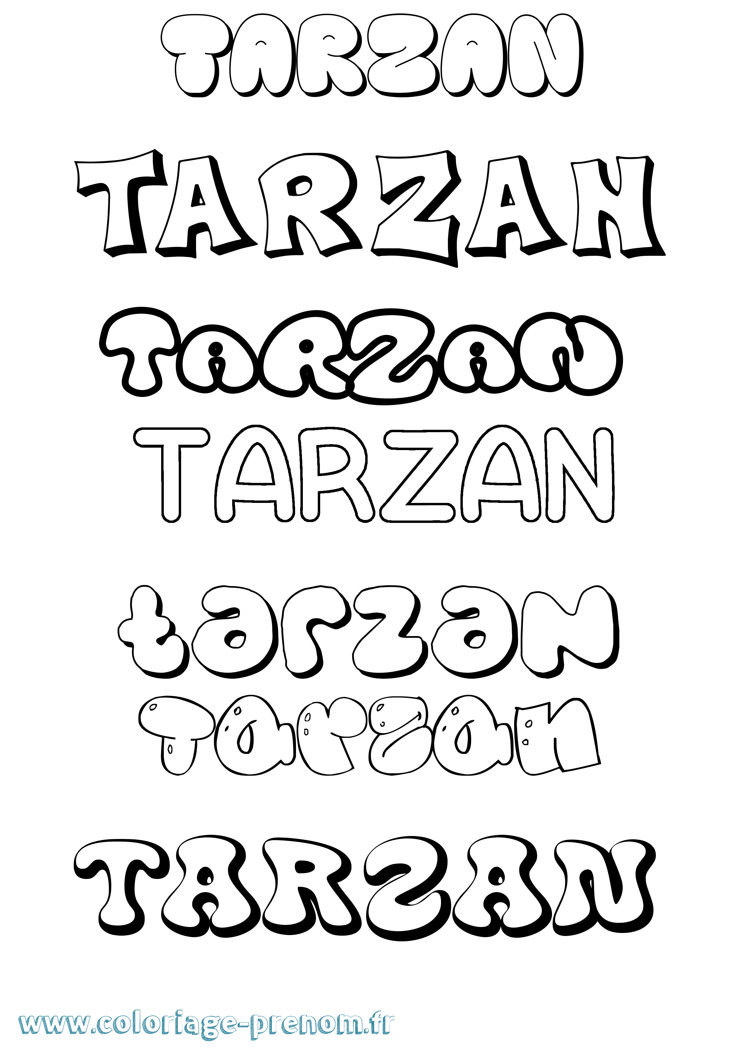 Coloriage prénom Tarzan Bubble