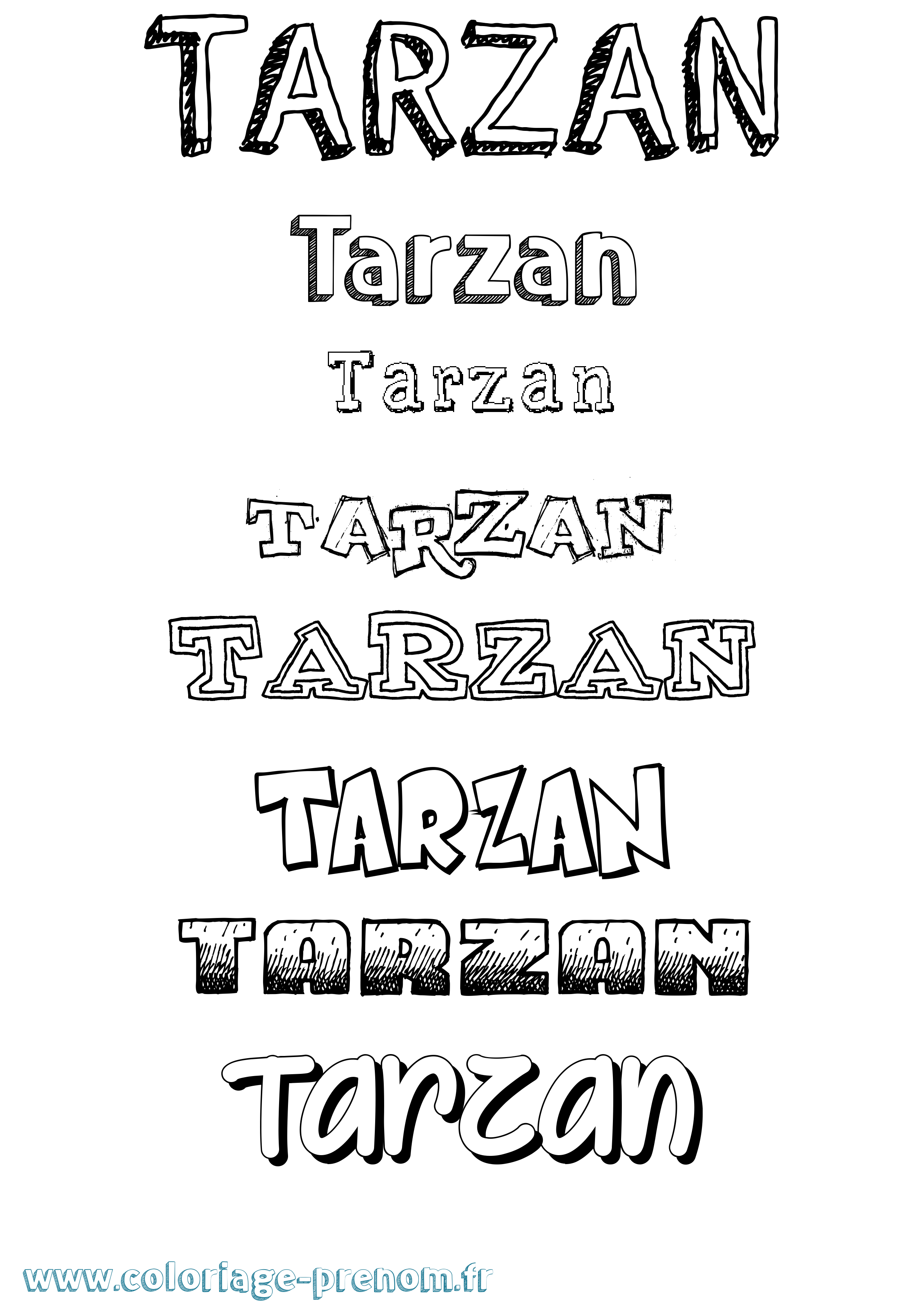 Coloriage prénom Tarzan Dessiné